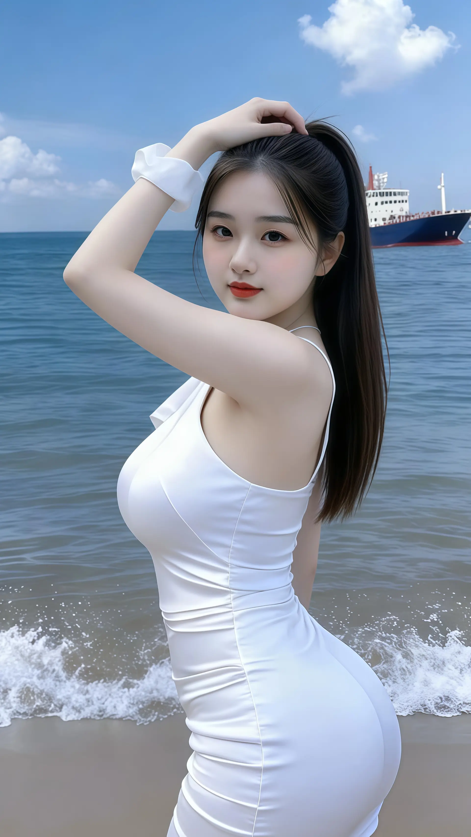 早春韩系百搭外套分享 大长腿 优雅气质 白色连衣裙 完美身材