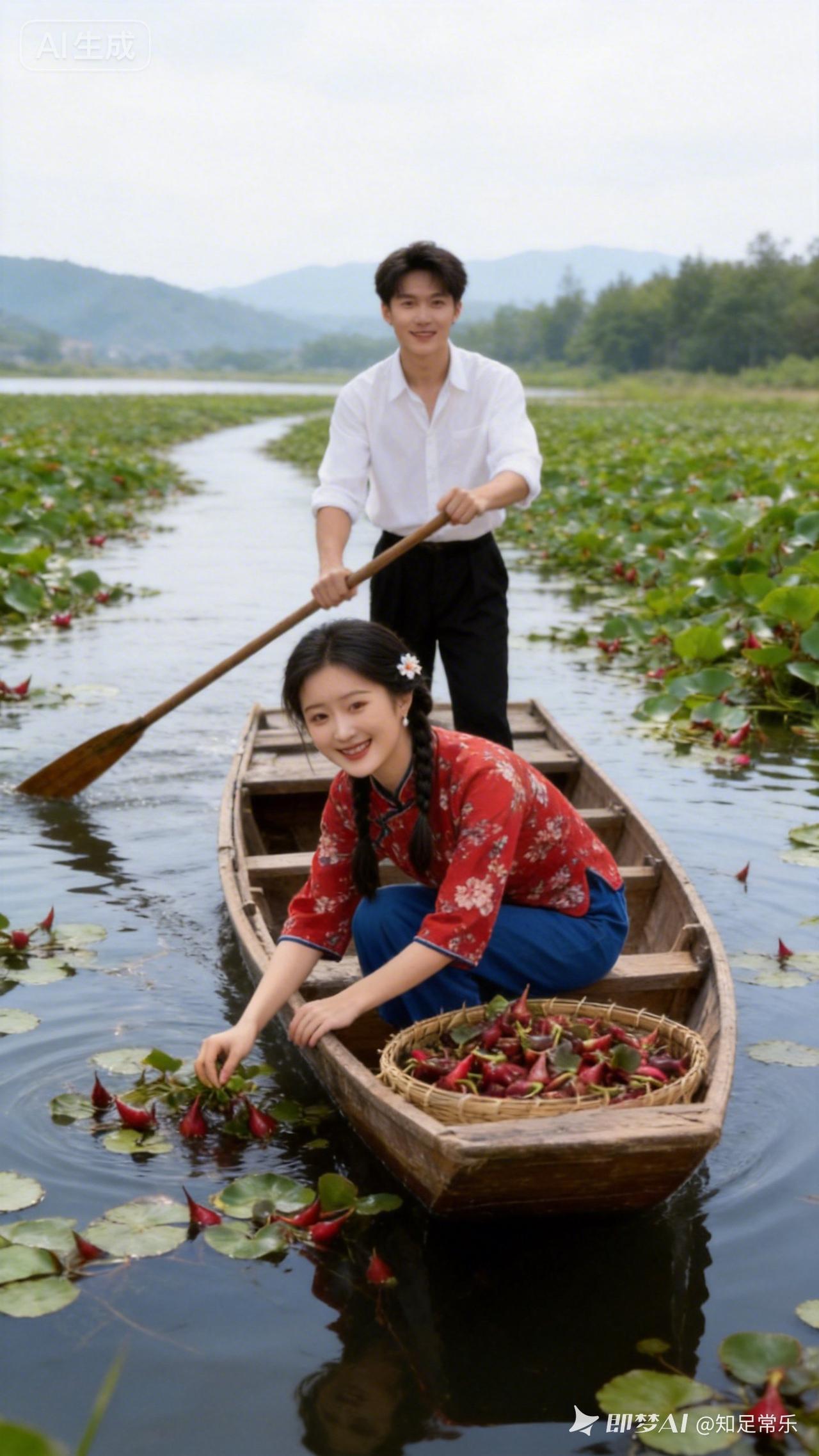 “夏日荷塘采莲记，与君共赏红莲香”🌸🚣‍♀️