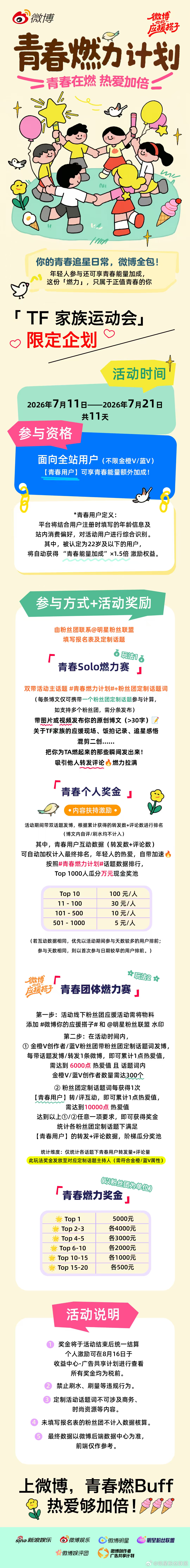 青春燃力计划 ✖️ 微博你的应援搭子 青春赴约，燃动赛场🏃✨「TF家族运动会」