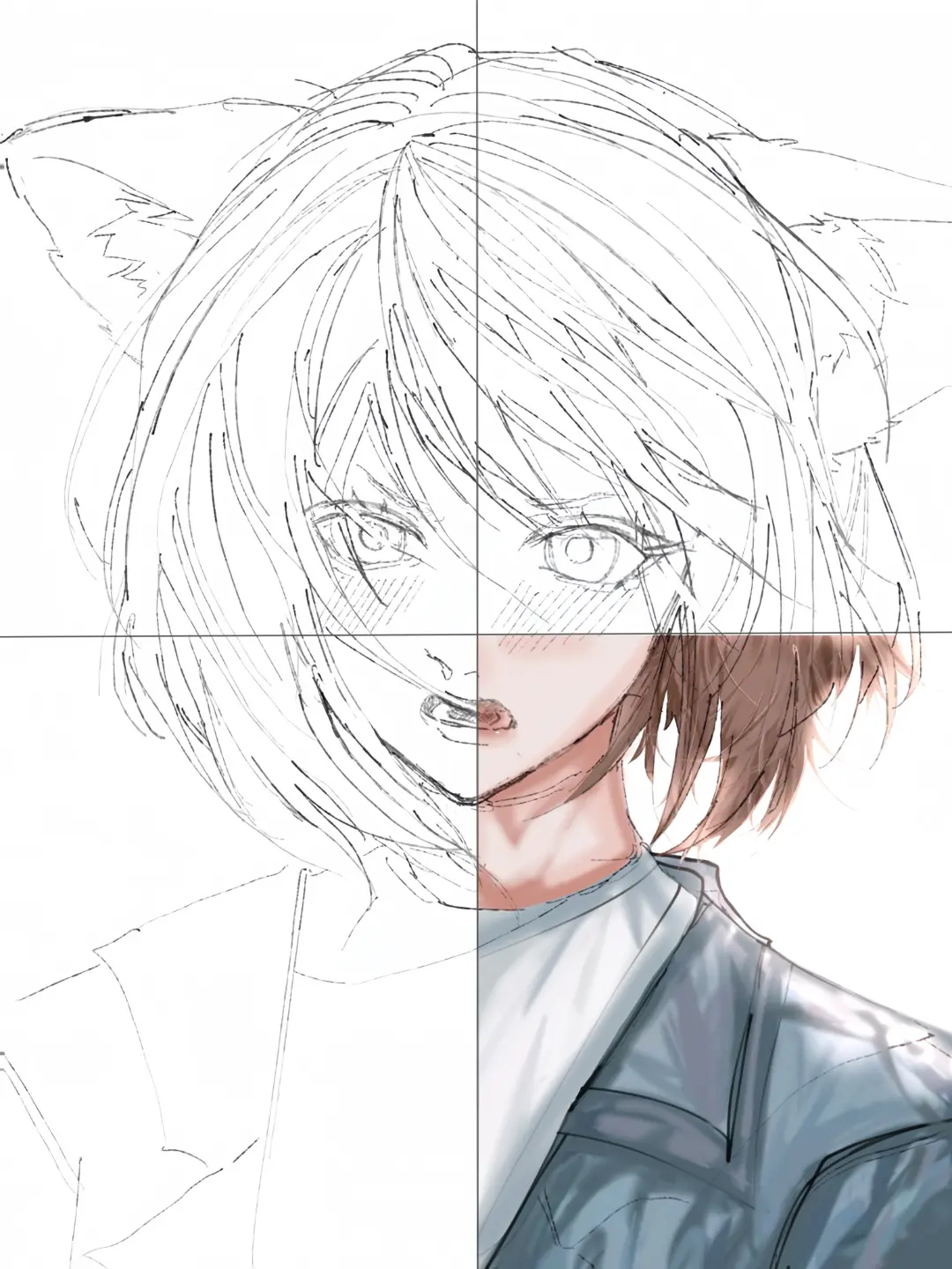 群里小伙伴一起参加的合绘上色练习，线稿来自 仅供参考娱乐哦！动漫