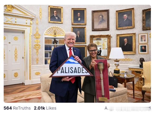 【黄金时代】川普与洛杉矶火灾相关人员见面川普：我非常荣幸能与洛杉矶市长凯伦·巴斯