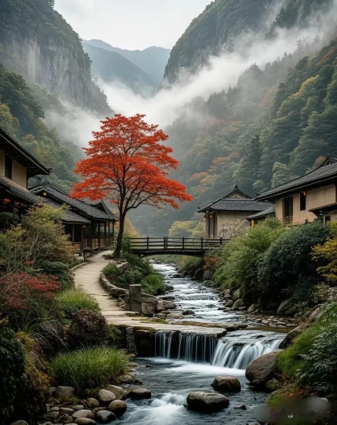 曲水含烟绕古寺，
露天大佛冠云冈。
横批：《古寺与云冈》