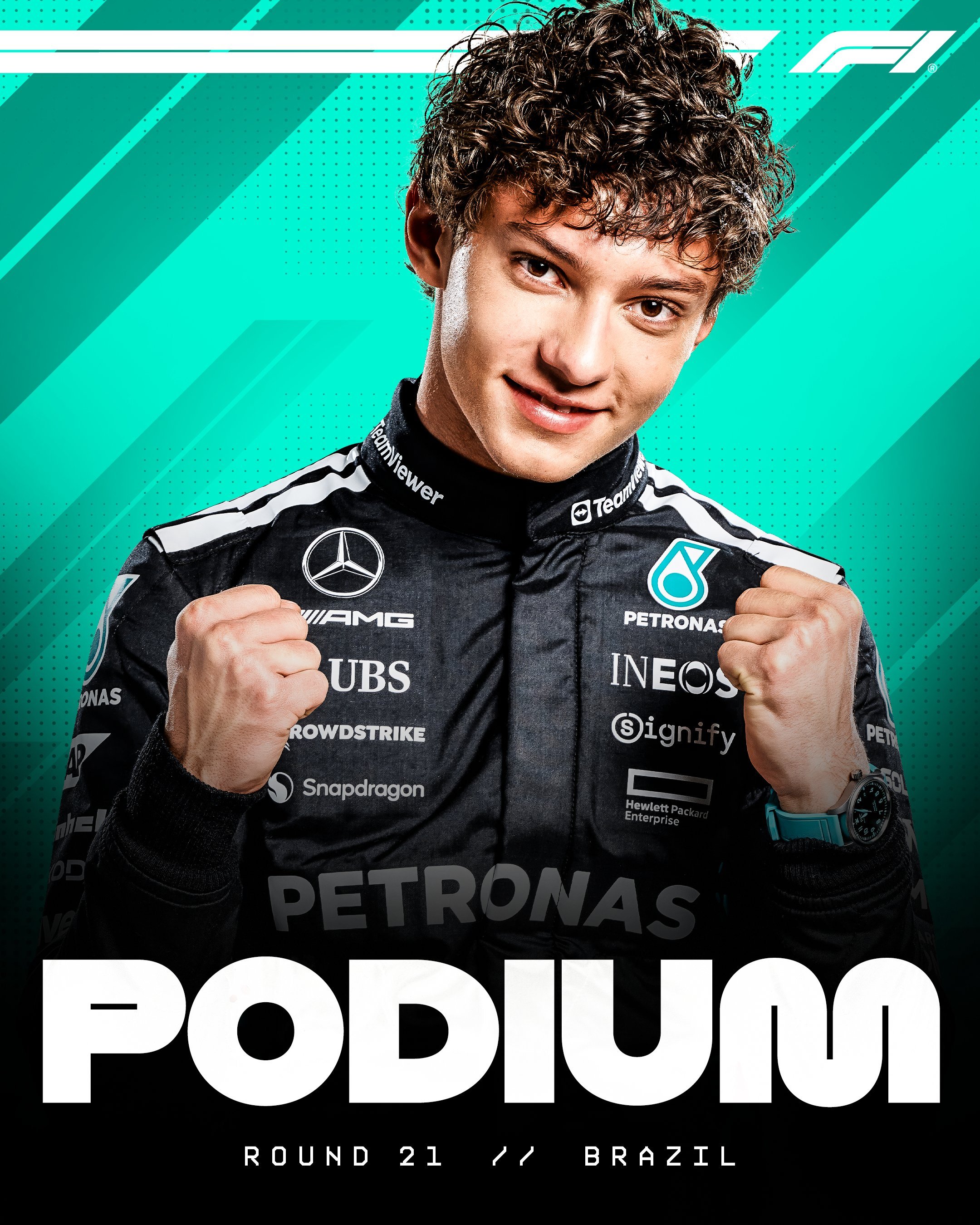 安东内利成功守下了维斯塔潘疯狂进攻，刷新了生涯大奖赛最佳成绩！2025f1圣保罗