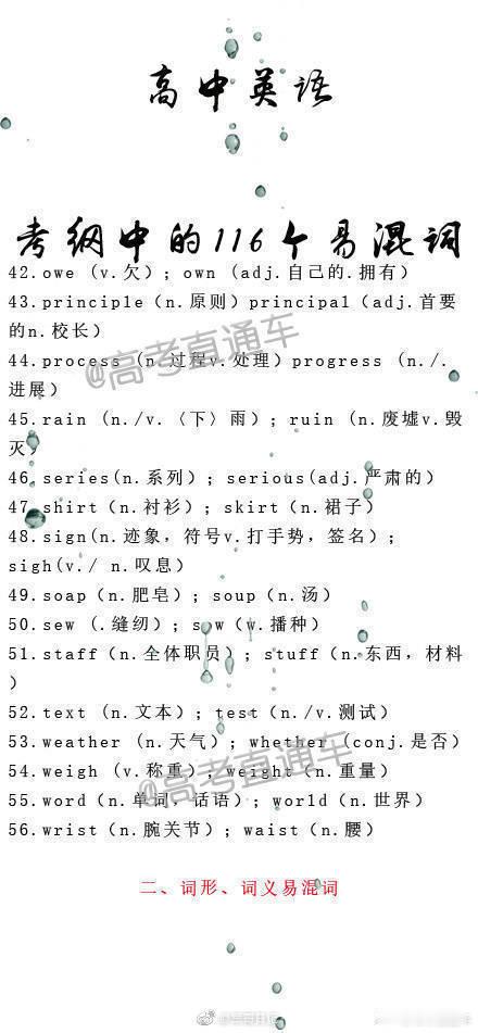 【高考英语必考的116个易混词，高分必备】这里的高考英语必考的116个易混词，大