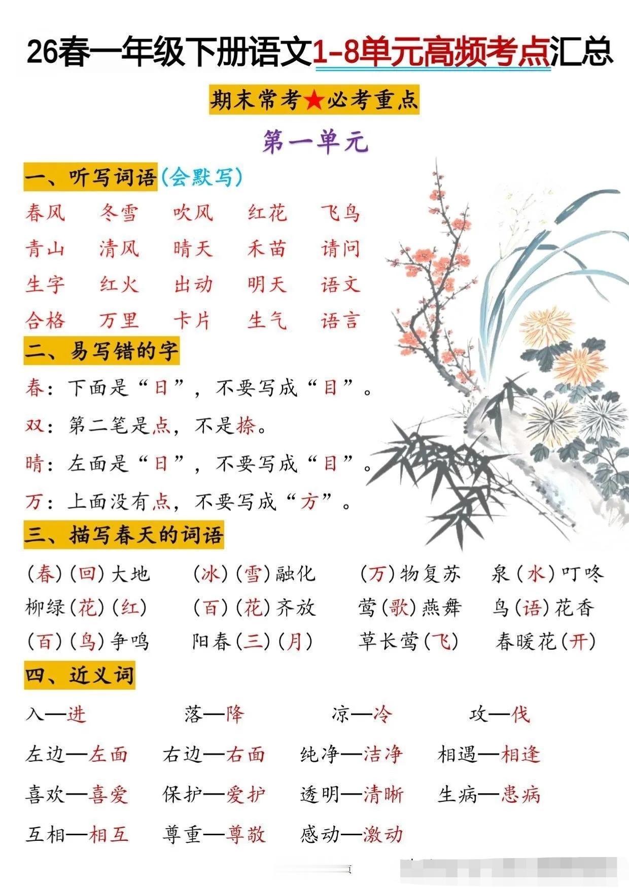 一年级下册语文期末考点全汇总！家长别瞎忙，抓对重点比刷题更有用！
 
很多一年级