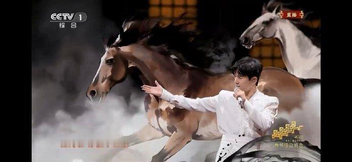 唱少年这块还得是张杰张杰春晚零点后独唱《驭风歌》，配合AI水墨六骏舞美，尽显马年