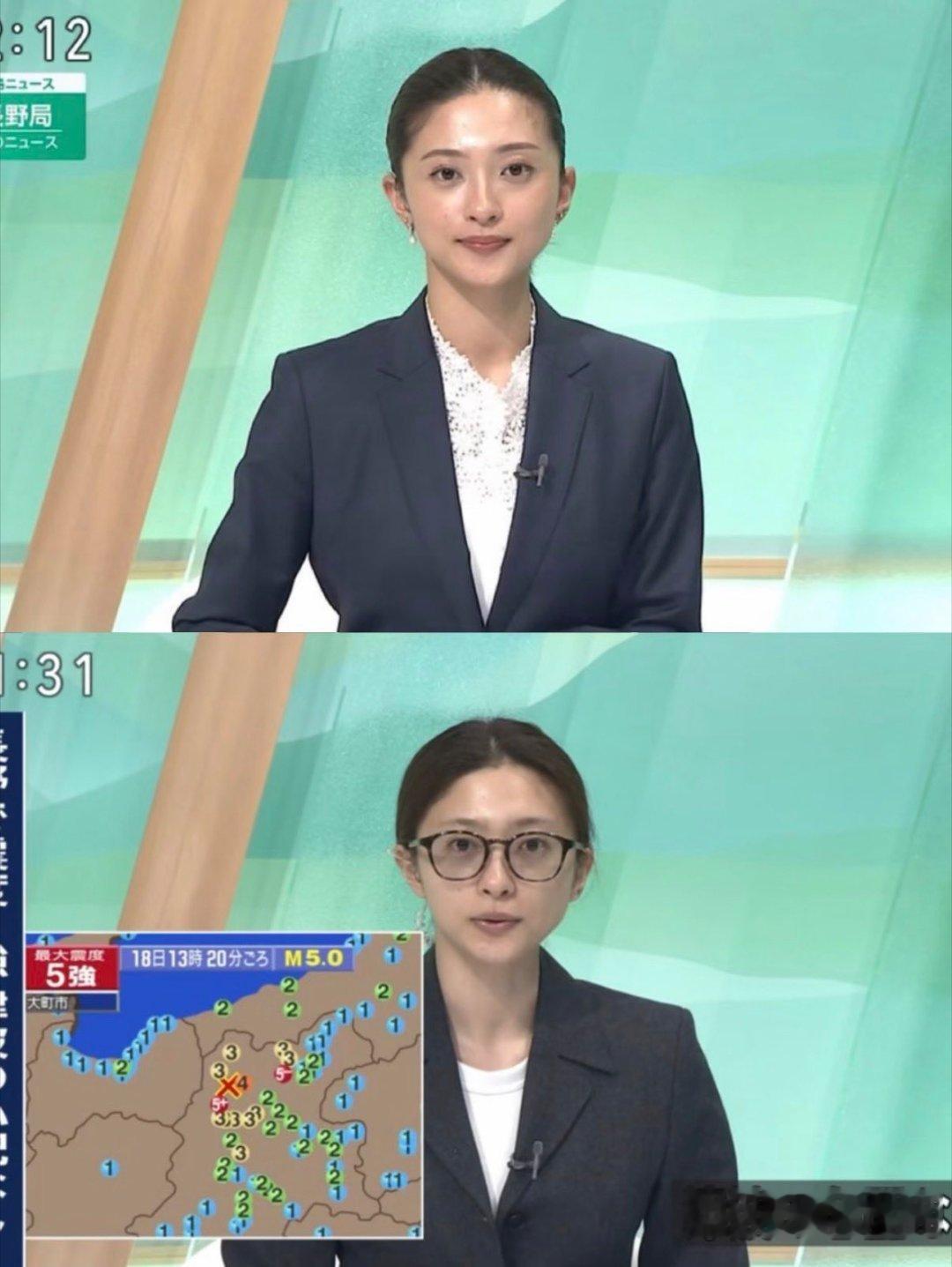 NHK长野一位女主播，因为紧急地震新闻来不及化妆，直接素颜出镜，引发热议。目前推