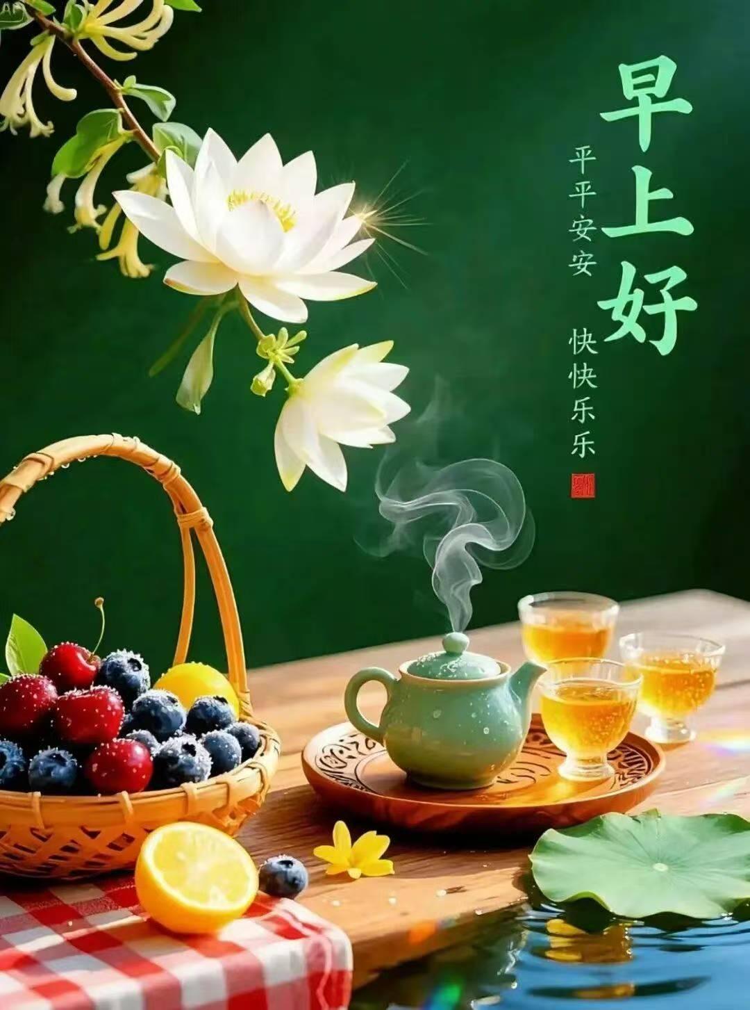 青山绿水百花艳，
各居一方头条见。
每天互道一声安，
捎去祝福与思念。
虽然相隔