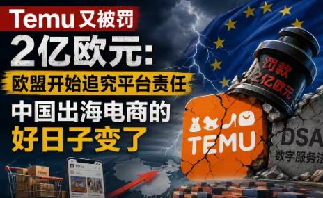月28日，我国某跨境电商平台被欧盟罚款2亿欧元，折合人民币15.7亿元，令人惊讶
