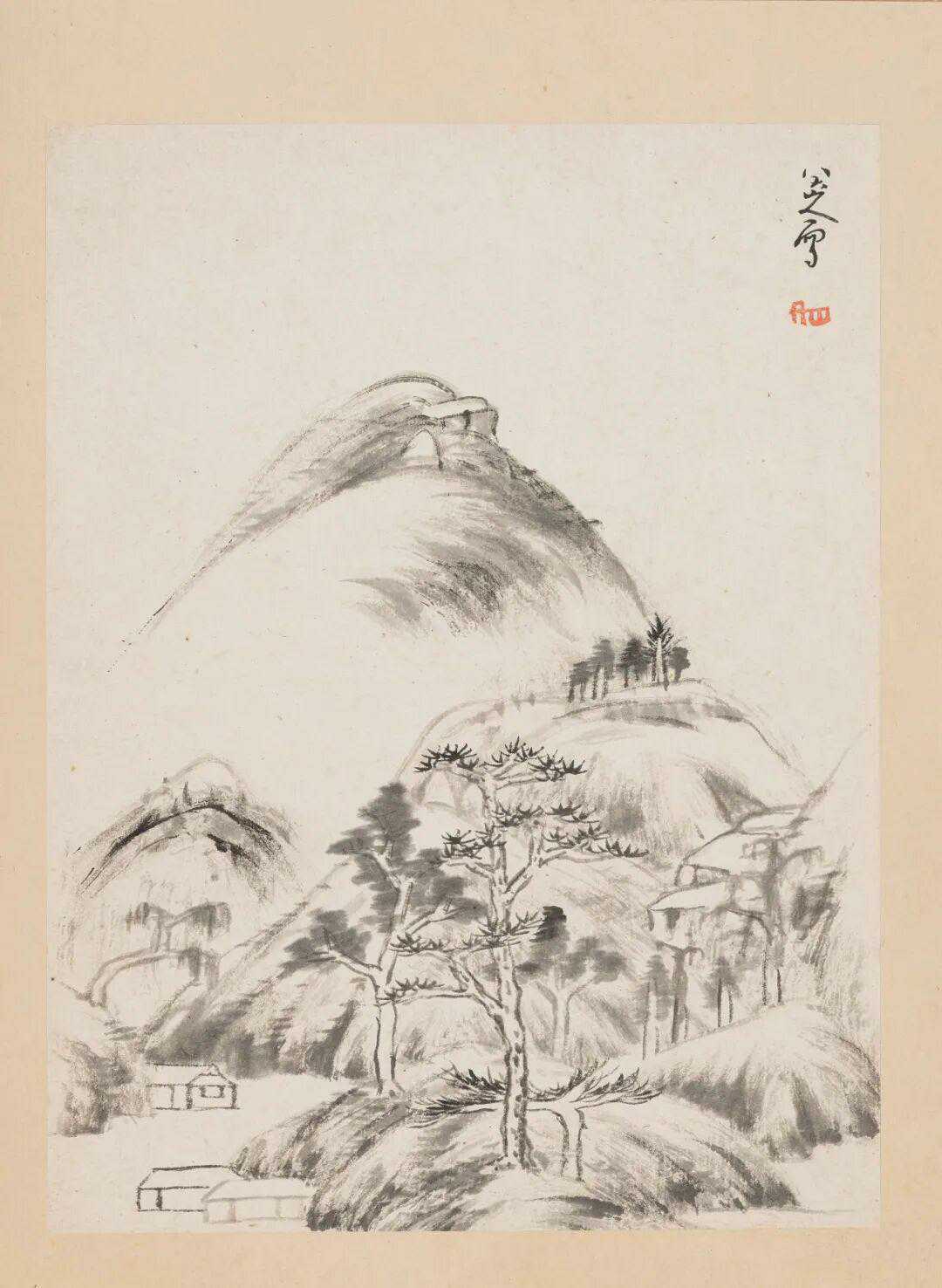 八大山人《山水花鸟册》，水墨纸本 29.5x22.5cm.x9。这就是中国风遇见