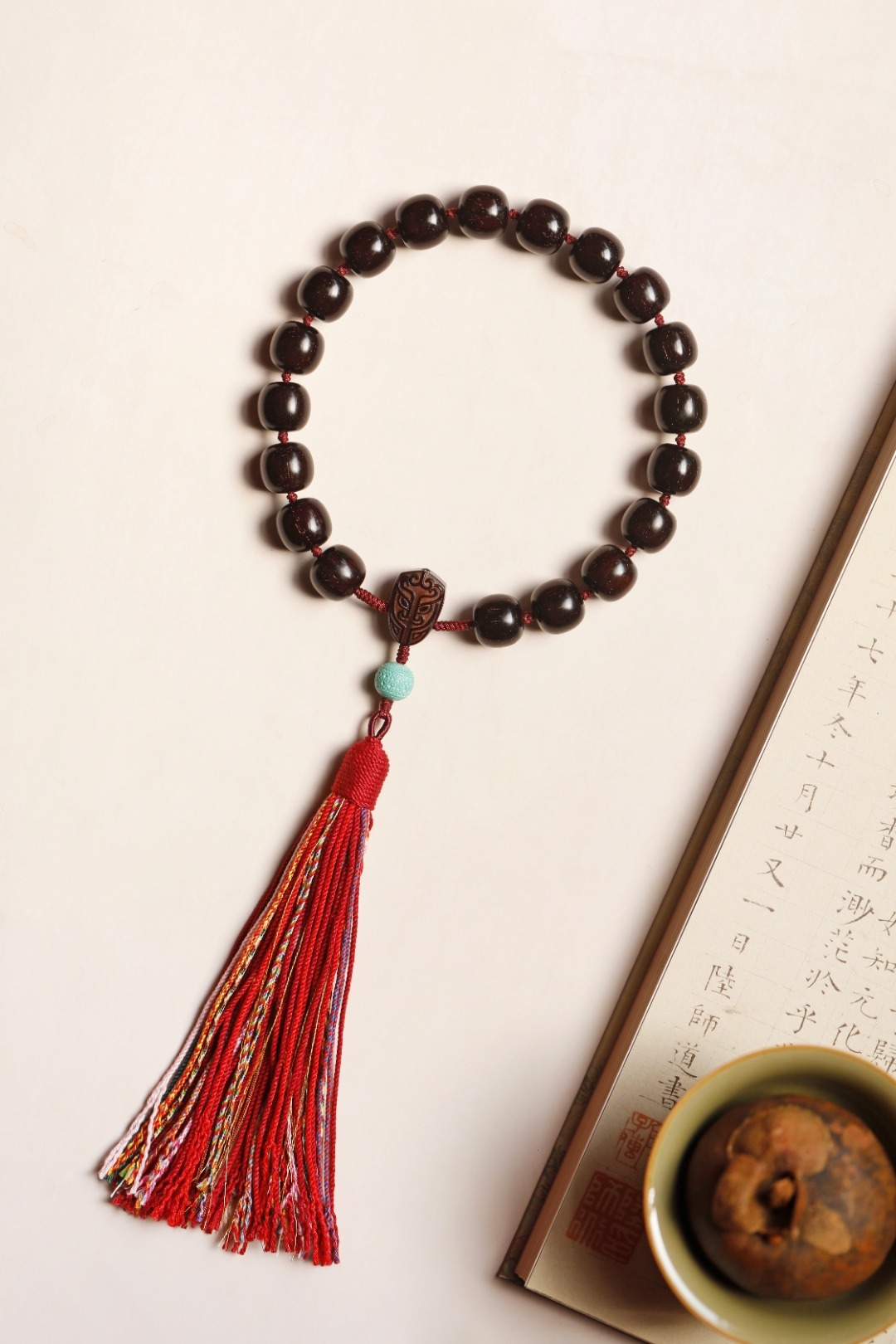 紫檀 原创【丹锦】14x15mm 持珠小叶紫檀泥料， 颗颗带金星，料质细腻凝润，