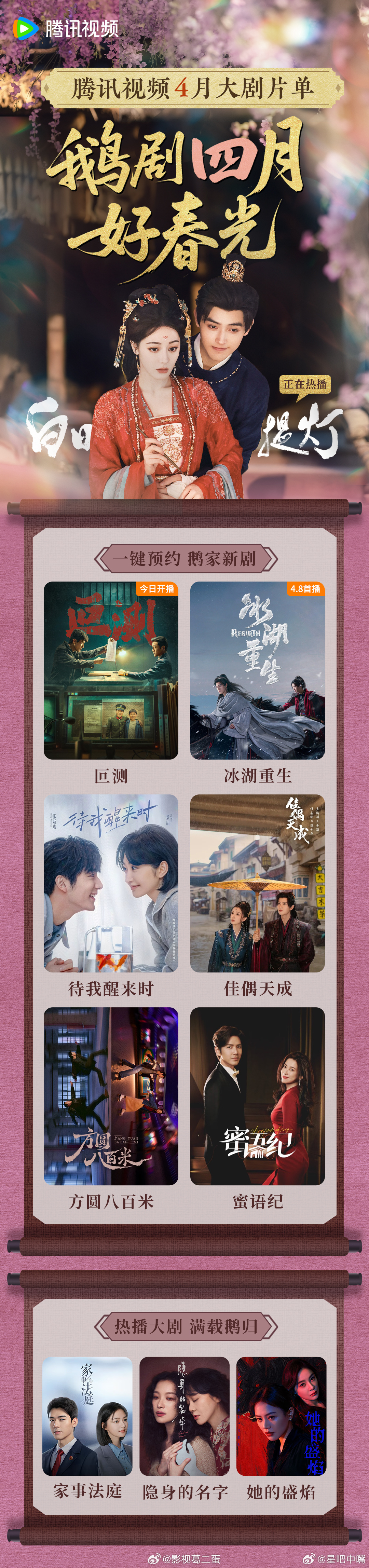 腾讯视频4月大剧片单可以说实话吗？鹅今年真的没什么大剧！！等暑假吧！