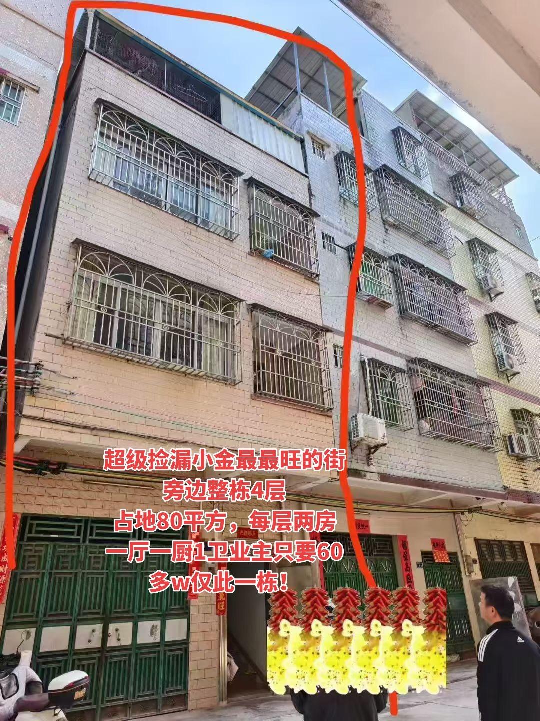 超级捡漏小金最最旺的街旁边整栋4层
占地80平方，每层两房一厅一厨1卫业主只要6
