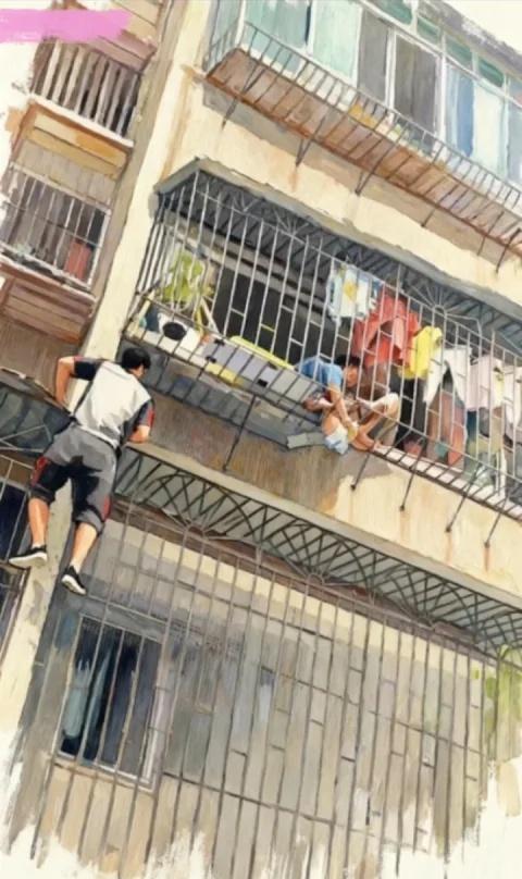 🚀生死营救！快递小哥化身‘蜘蛛侠’，徒手爬楼救下悬空孩童，这波操作必须封神！快
