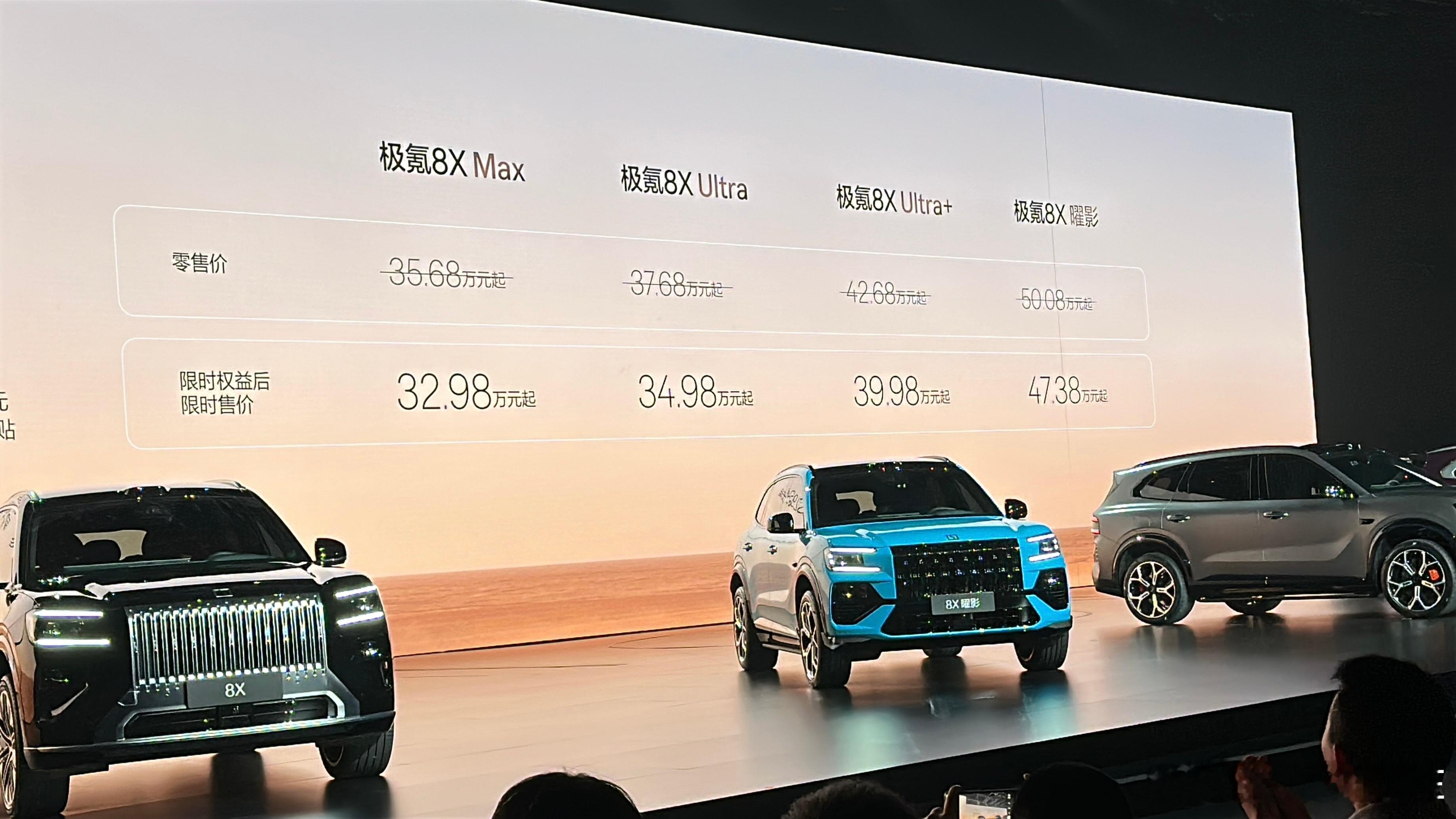 极氪8X上市限时售价32.98万元起今年，豪华大型SUV竞争太激烈了。极氪8X预