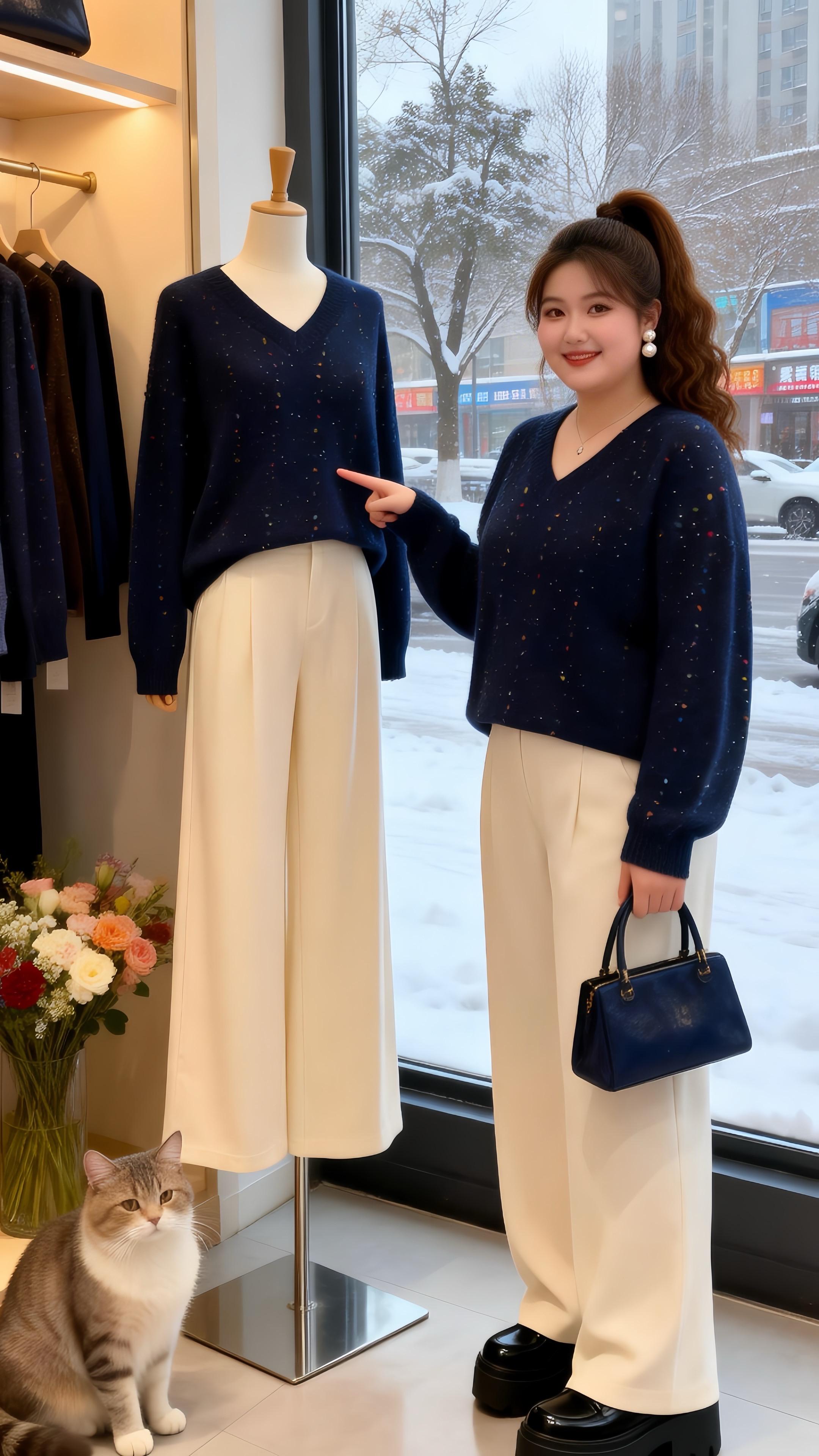 大码女装毛衣穿搭 高级感穿搭  当我找到了适合的穿搭脱下外套也体面的秋冬内搭