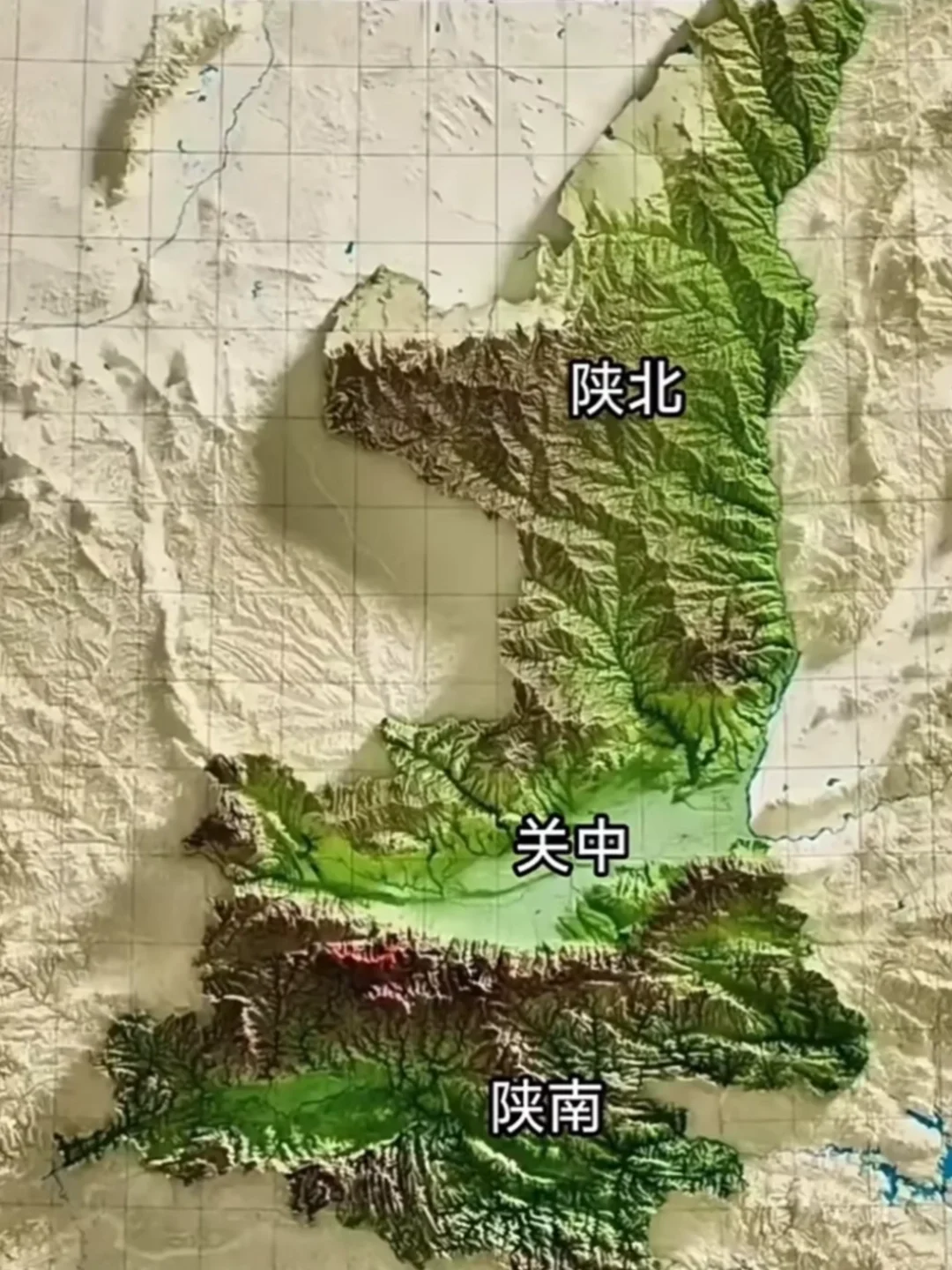 陕西省行政划分，山脉+河流高清地图