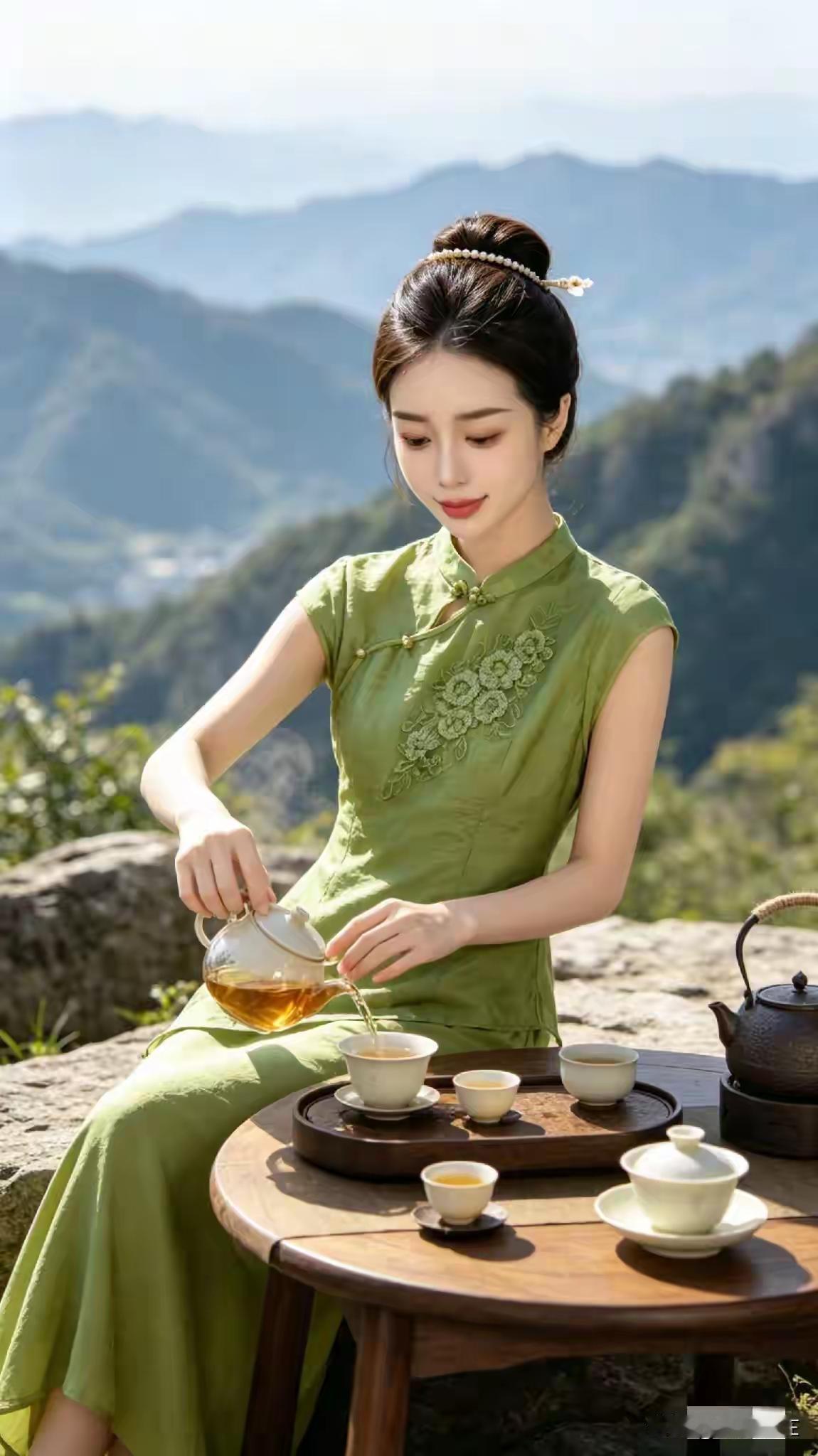 悠然品茶，静享山间时光