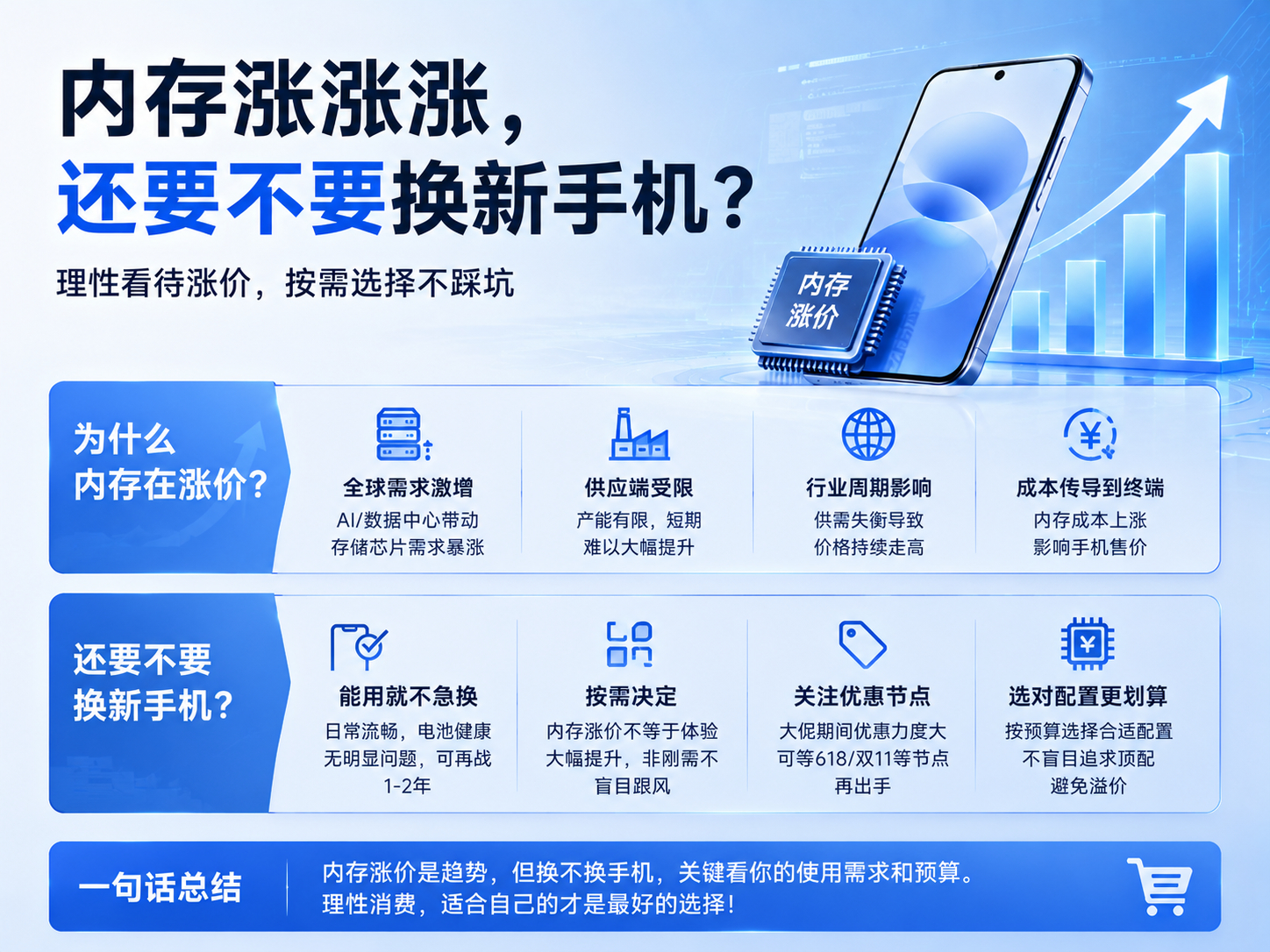 内存涨涨涨，已经是常态了，这一轮存储涨价，最难受的还是准备换手机的人。成本上来了
