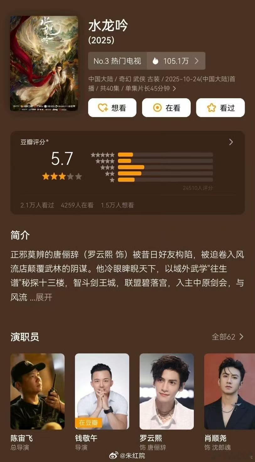 水龙吟豆瓣开分5.7罗云熙水龙吟豆瓣开分5.7罗云熙水龙吟豆瓣开分5.7，好，?