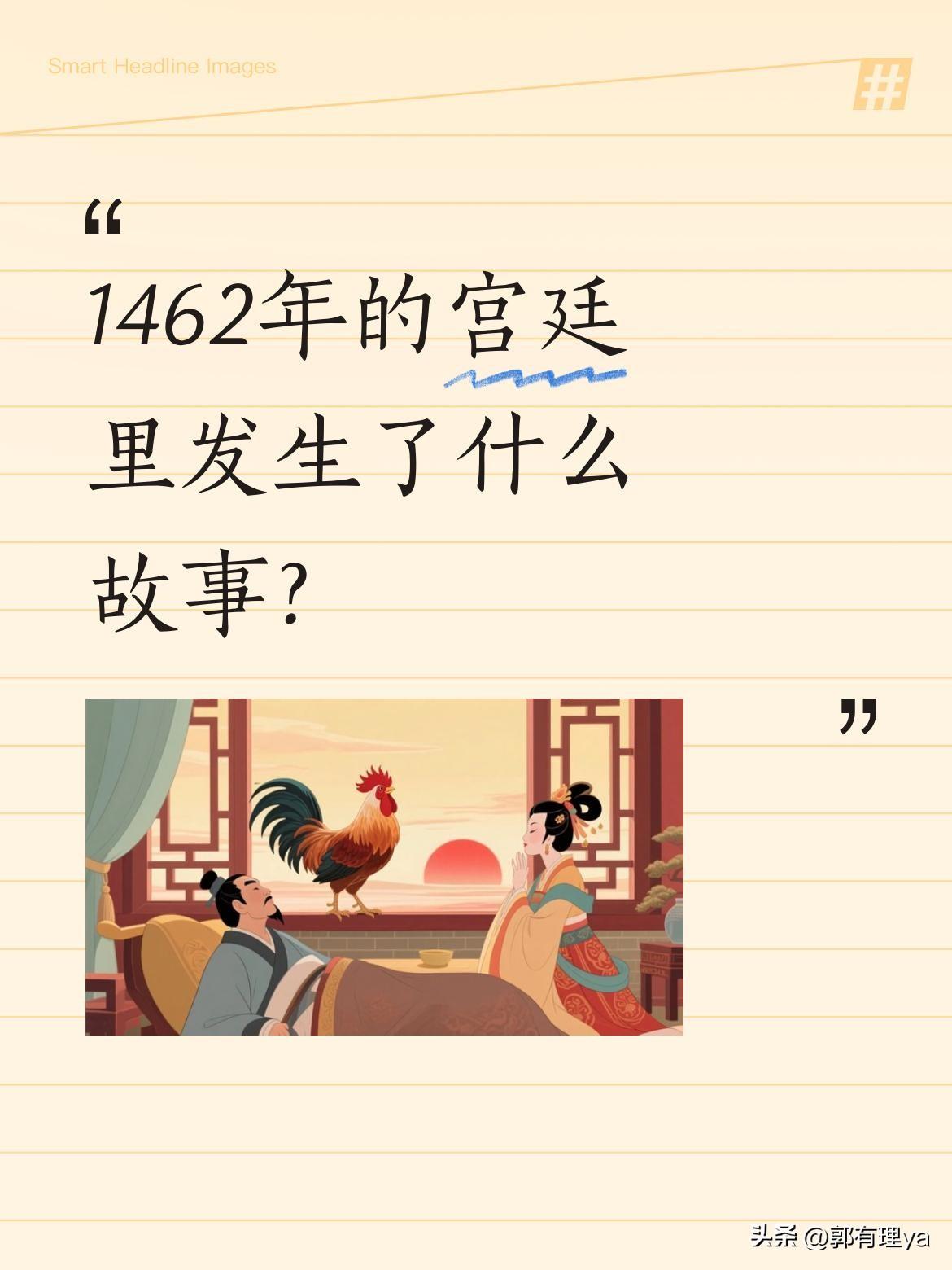 1462年的宫廷里发生了什么故事？
1462年的明朝宫廷，15岁的太子朱见深正处