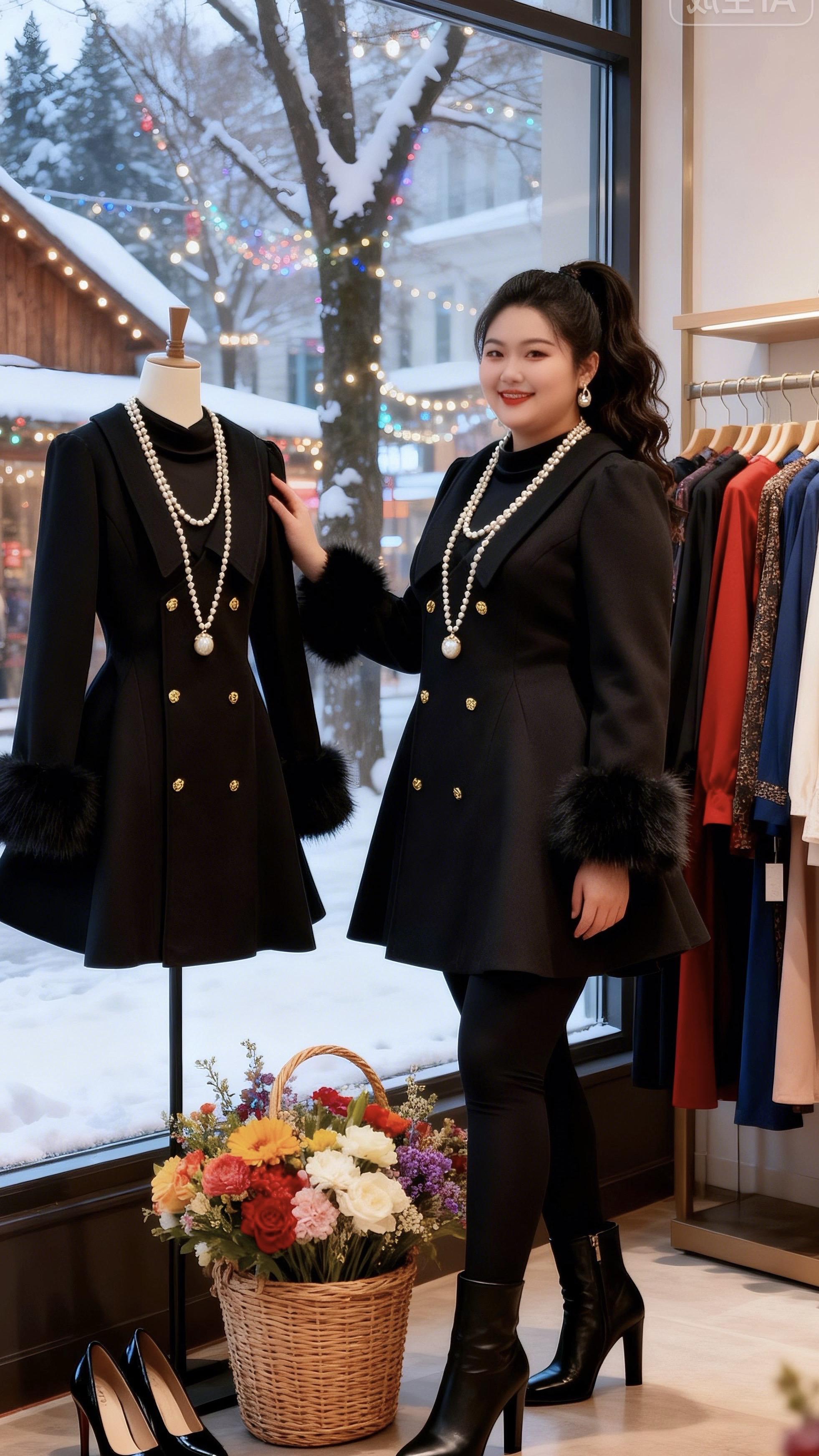 大码女装 保暖外套 加绒加厚年底微胖女生体面穿搭我的初雪穿搭准备好啦