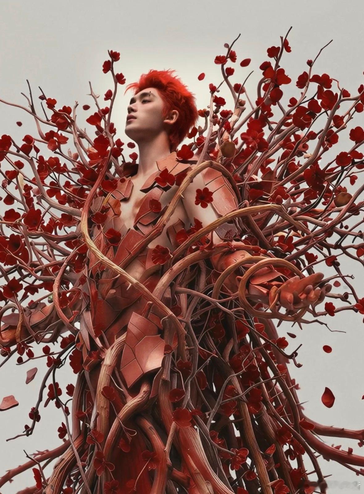 丁程鑫新歌人造神预告丁程鑫赤身被花树包围了 赤身被花树拥住，丁程鑫新歌预告的美学