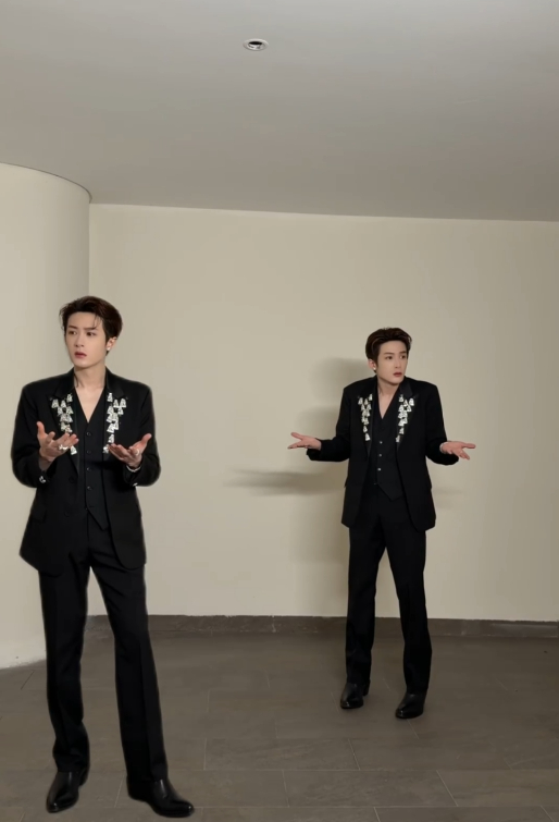 檀健次ELLE背头檀健次水晶吊坠西装look 檀健次ELLE背头，檀健次水晶吊坠