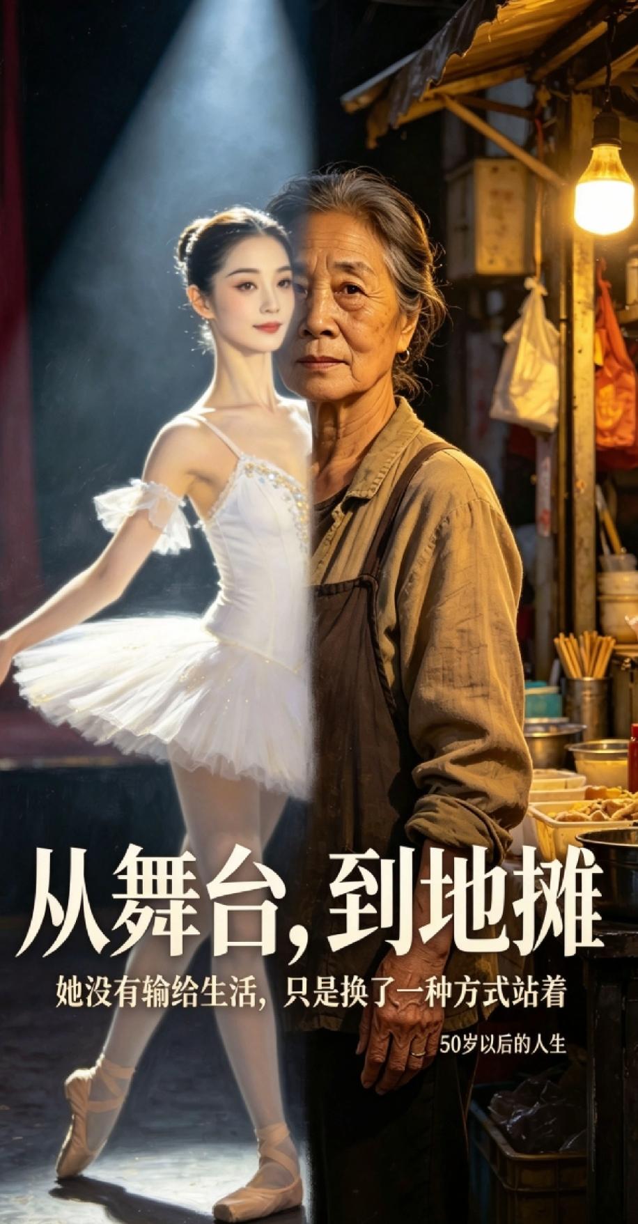 50岁以后去摆摊，就算年轻的时候容貌极美，是一只美丽的小天鹅，但是也经不住生活的