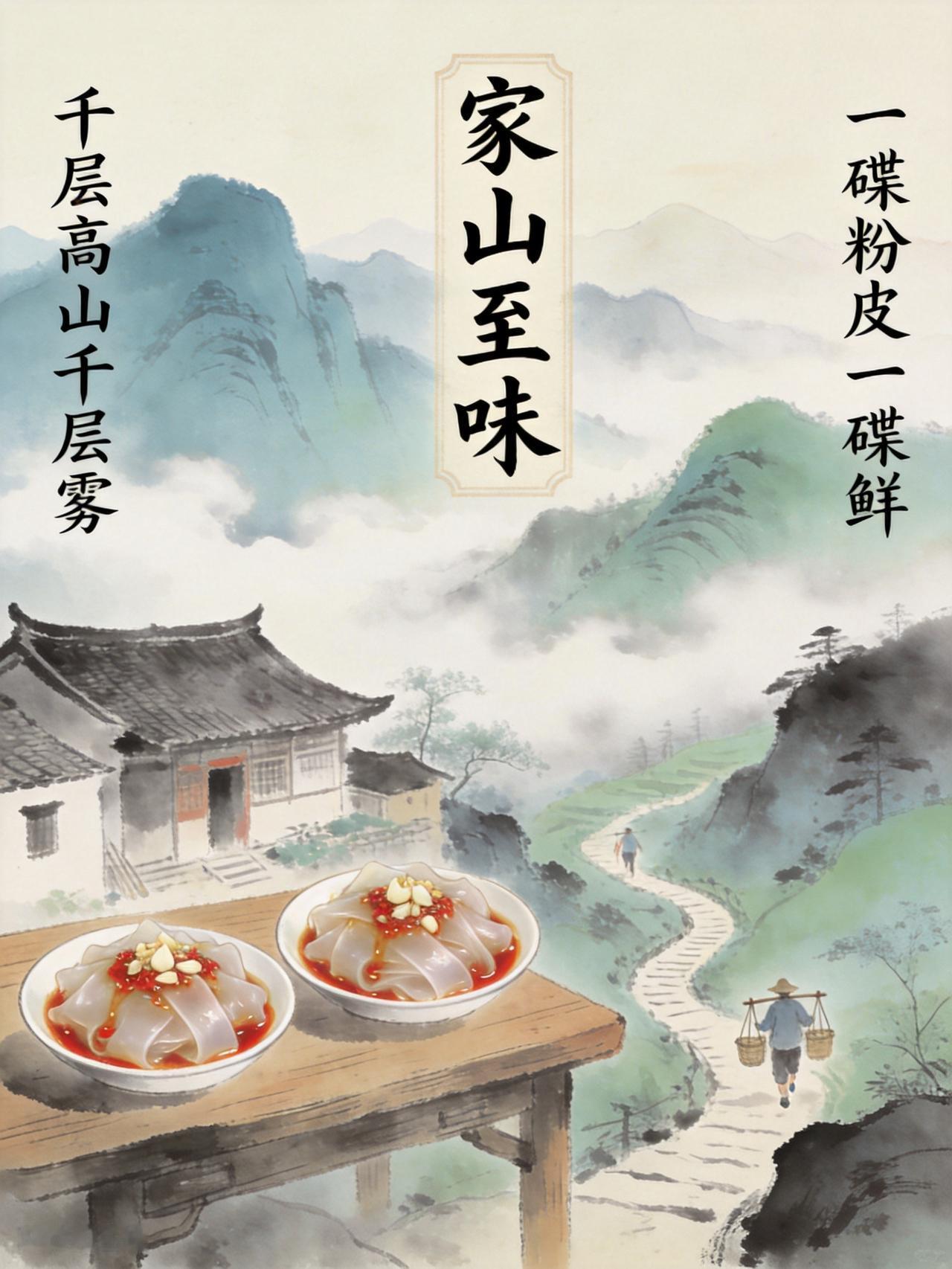 陕南烟火意境
上联：千层高山千层雾
下联：一碗热米一碗香
横批：汉中风物
注释：