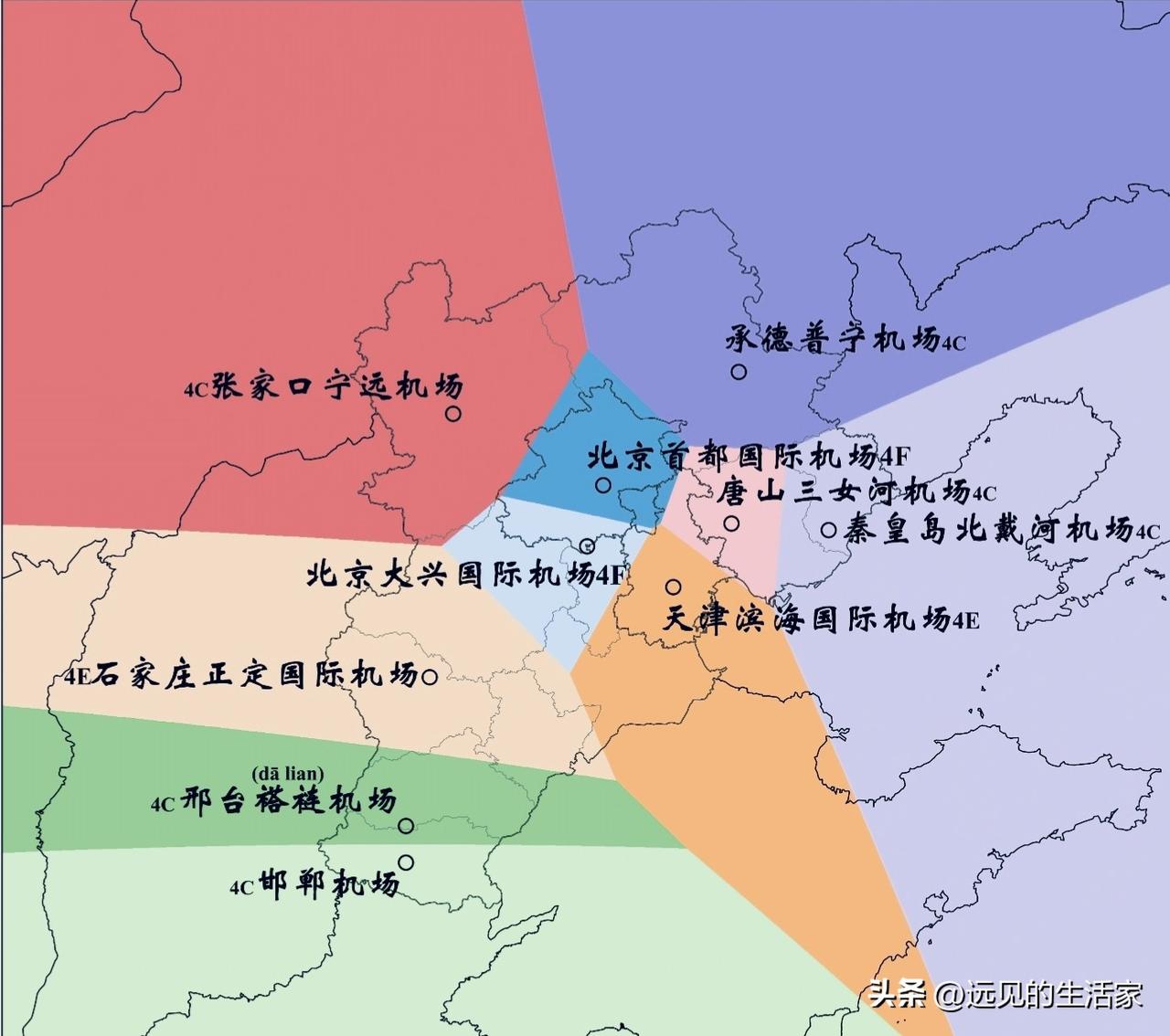 只算球面直线距离！京津冀机场地理势力圈！

🌐先划一个重点：这一套覆盖边界，只