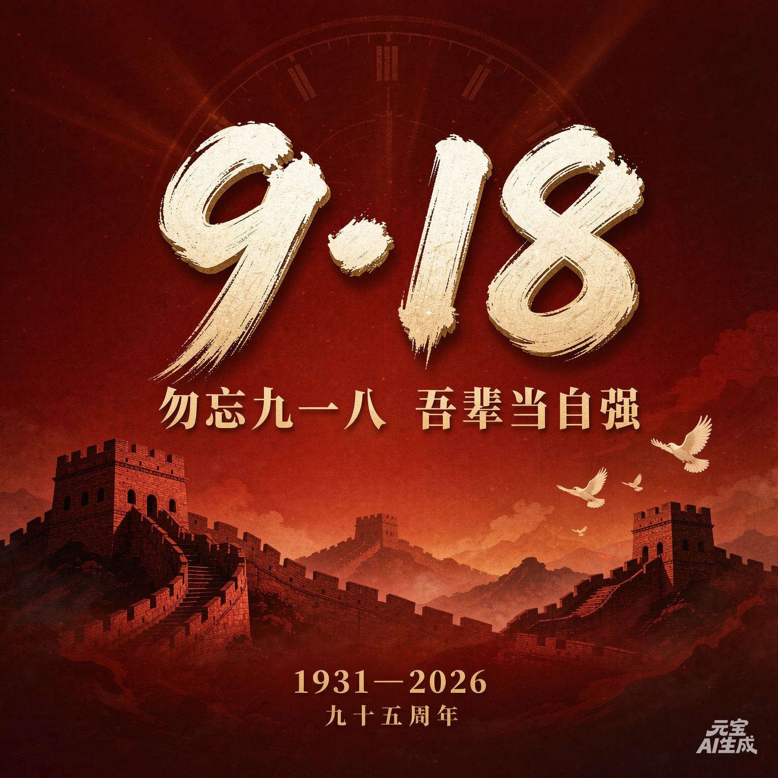 1931年9月18日，九一八事变爆发，中华民族开启长达14年的浴血抗战。今天，防