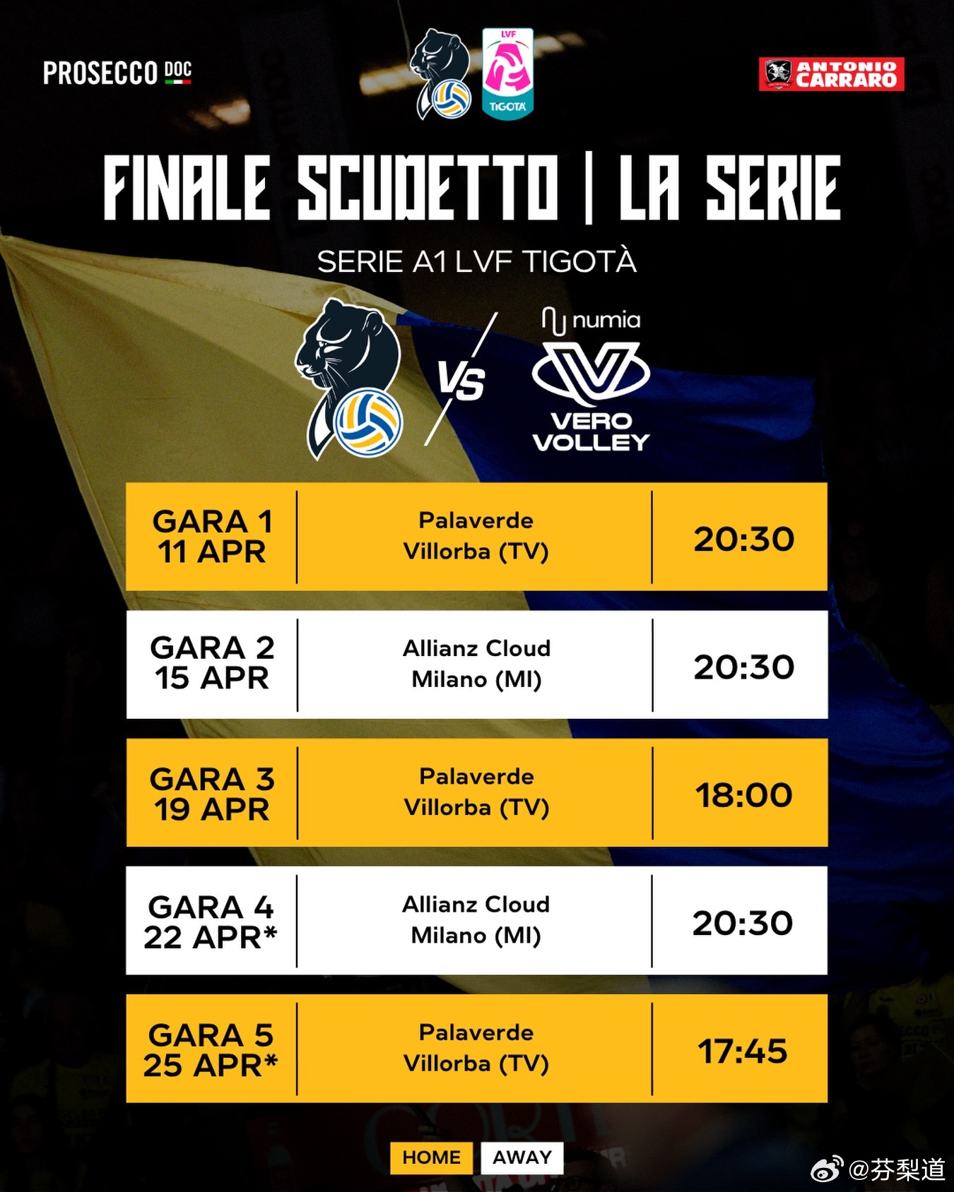 国际排坛动态科内利亚诺2025-26赛季意甲女排联赛总决赛赛程  第一场：4月1