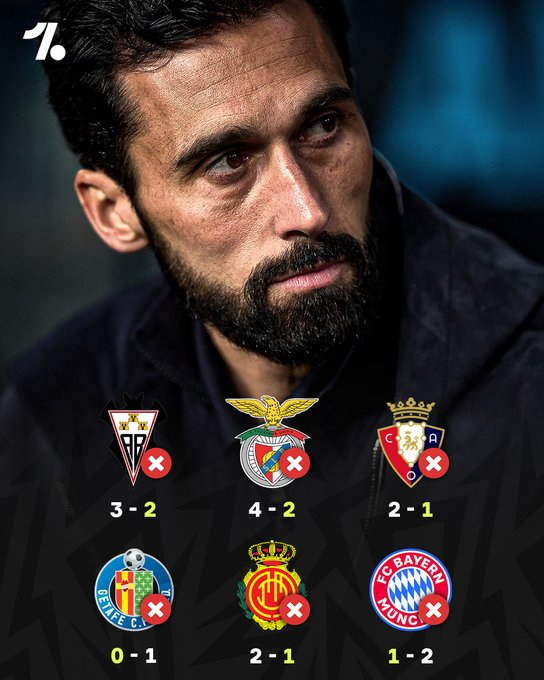 拜仁慕尼黑成为历史上第六支击败阿尔韦罗亚执教的皇家马德里的球队😬⚪️🏆这是他