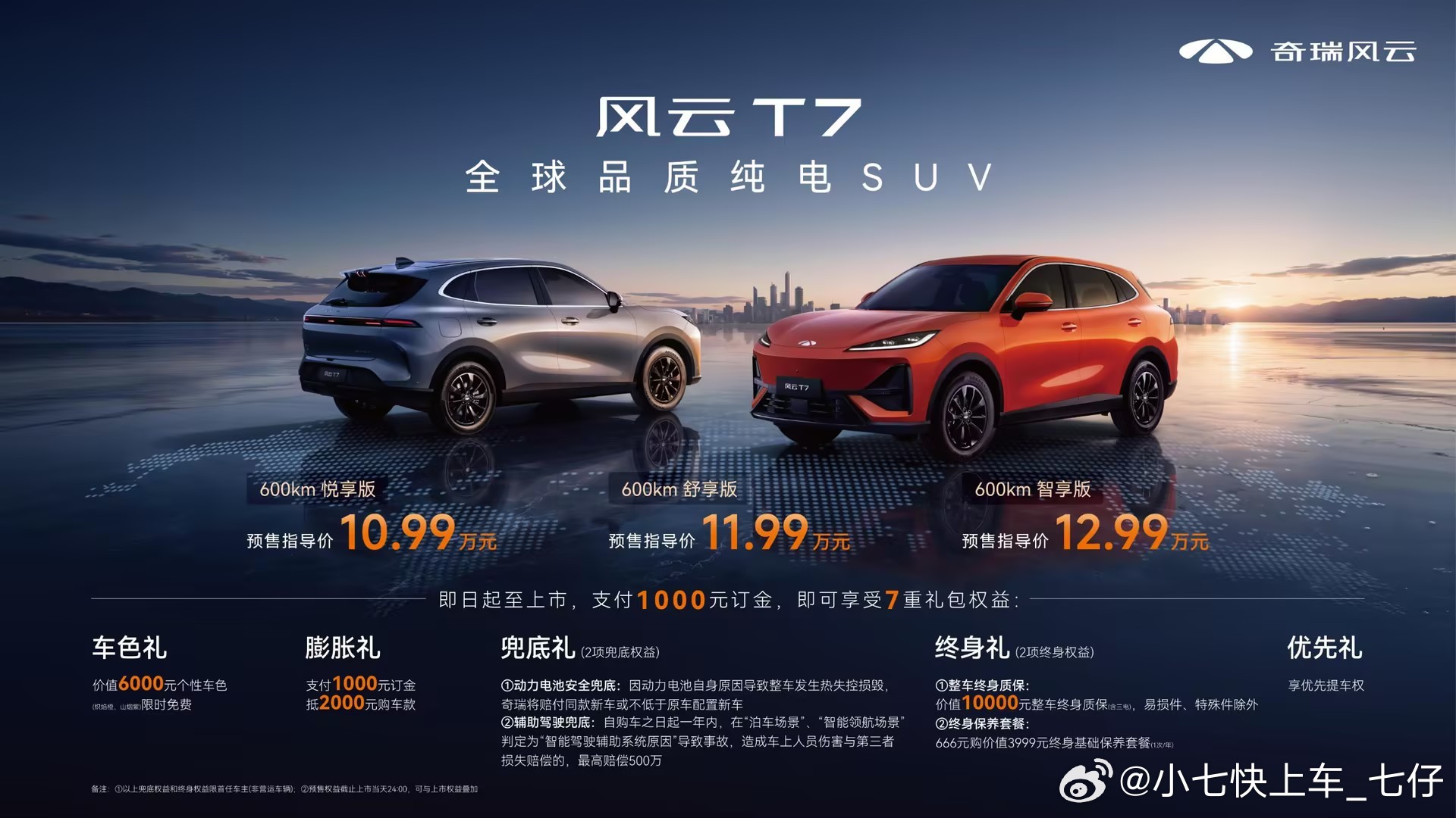 看了下风云T7的预售信息，10.99万起步，全系给了600公里续航，这定价！发布