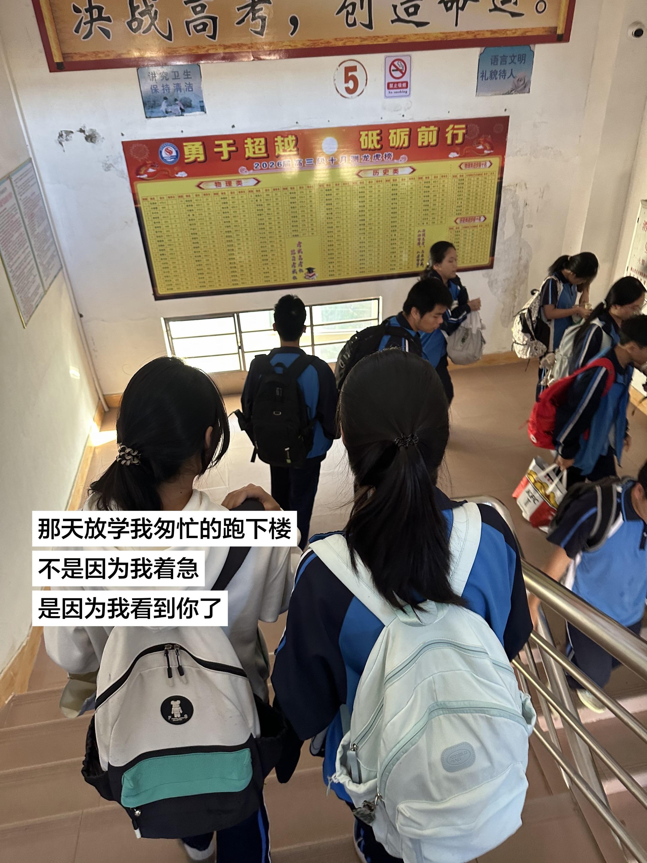 那天放学我匆忙的跑下楼不是因为我着急 是因为我看到你了