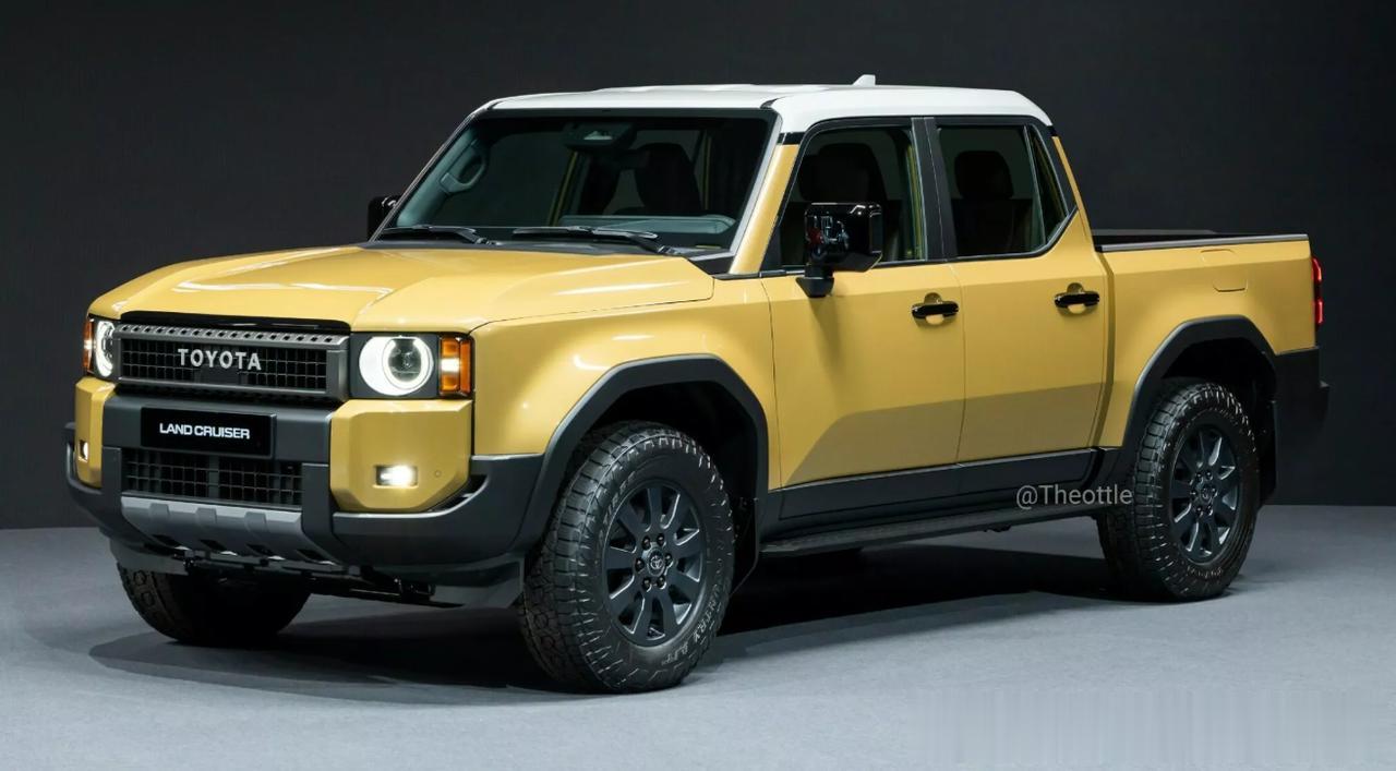 外媒绘制的全新丰田普拉多皮卡版假想图(（来源见水印），这个方方正正的造型做皮卡，