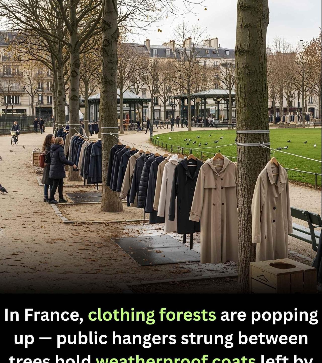 快讯！快讯！。
 
据媒体报道，法国方面突然宣布了“衣服森林”在街头试行。
 