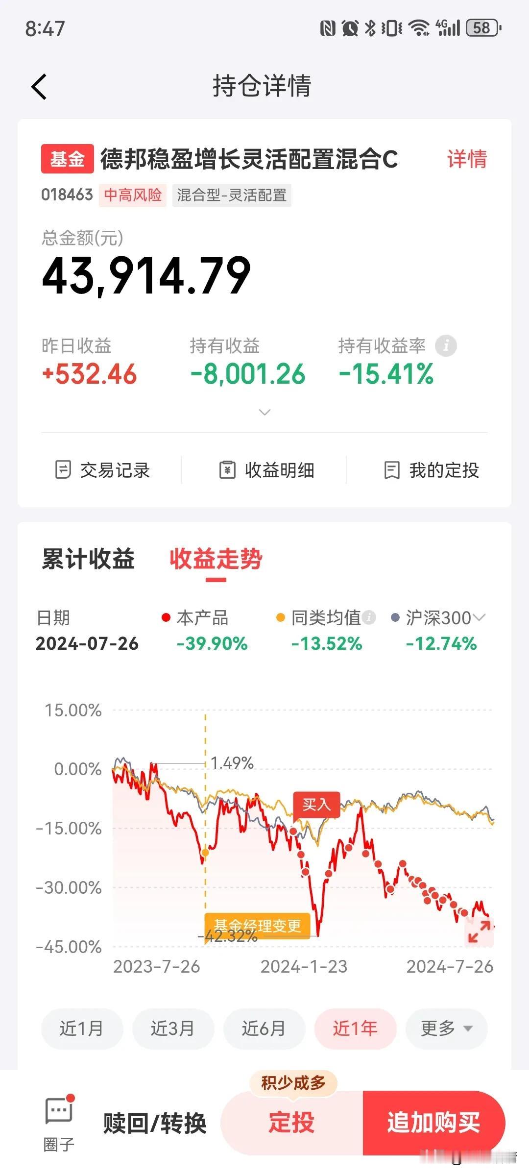 德邦稳盈增长昨天反弹了近1%，二季度刚刚调仓到消费电子，现在又迎来了消费电子的回