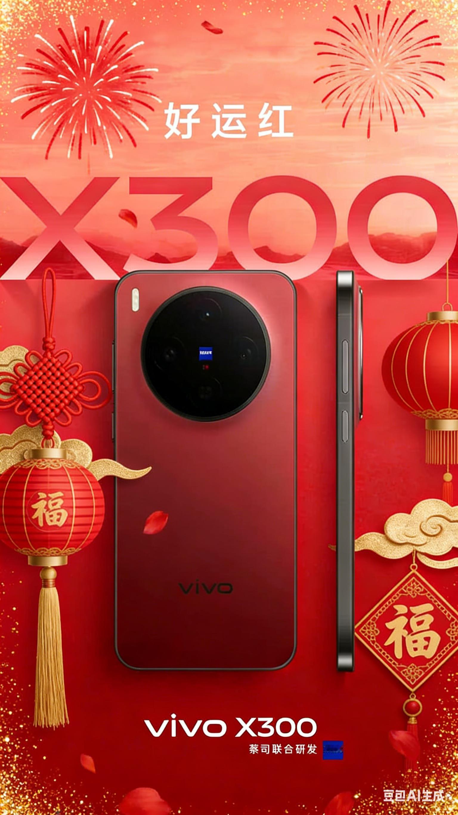 vivo X300，好运红，这个海报是不是更喜庆呢？ 