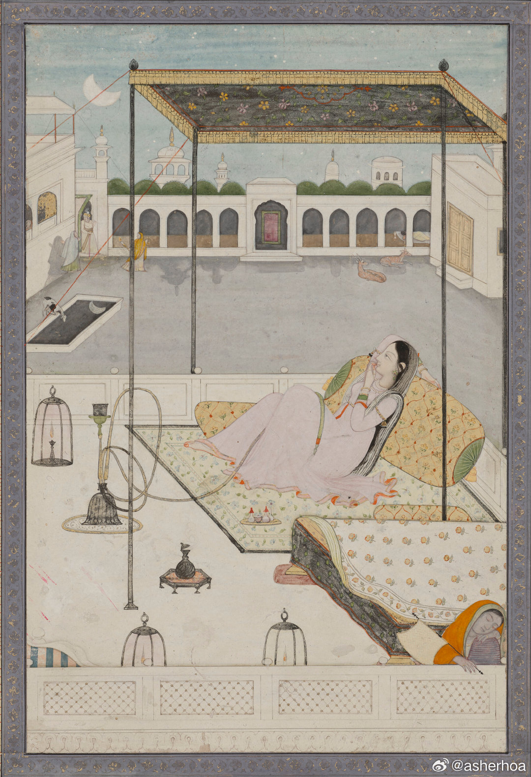 西洋历史文化鱼缸 历史人物 18世纪后期来自印度喜马偕尔邦古勒的细密画：娜伊卡在