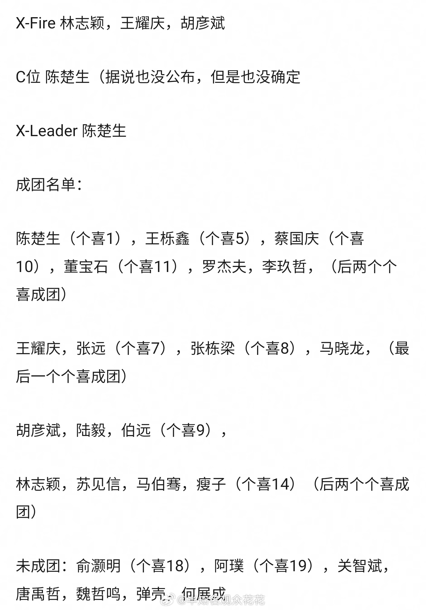 #网传披荆斩棘第三季成团名单# 网传披荆斩棘第三季成团名单 ​​​