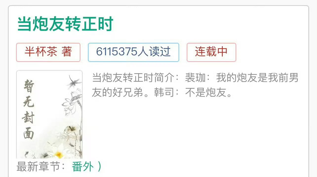 小说推荐：《当炮友转正时》 作者:半杯茶简评：正义感爆棚大美人vs闷骚深情男总裁