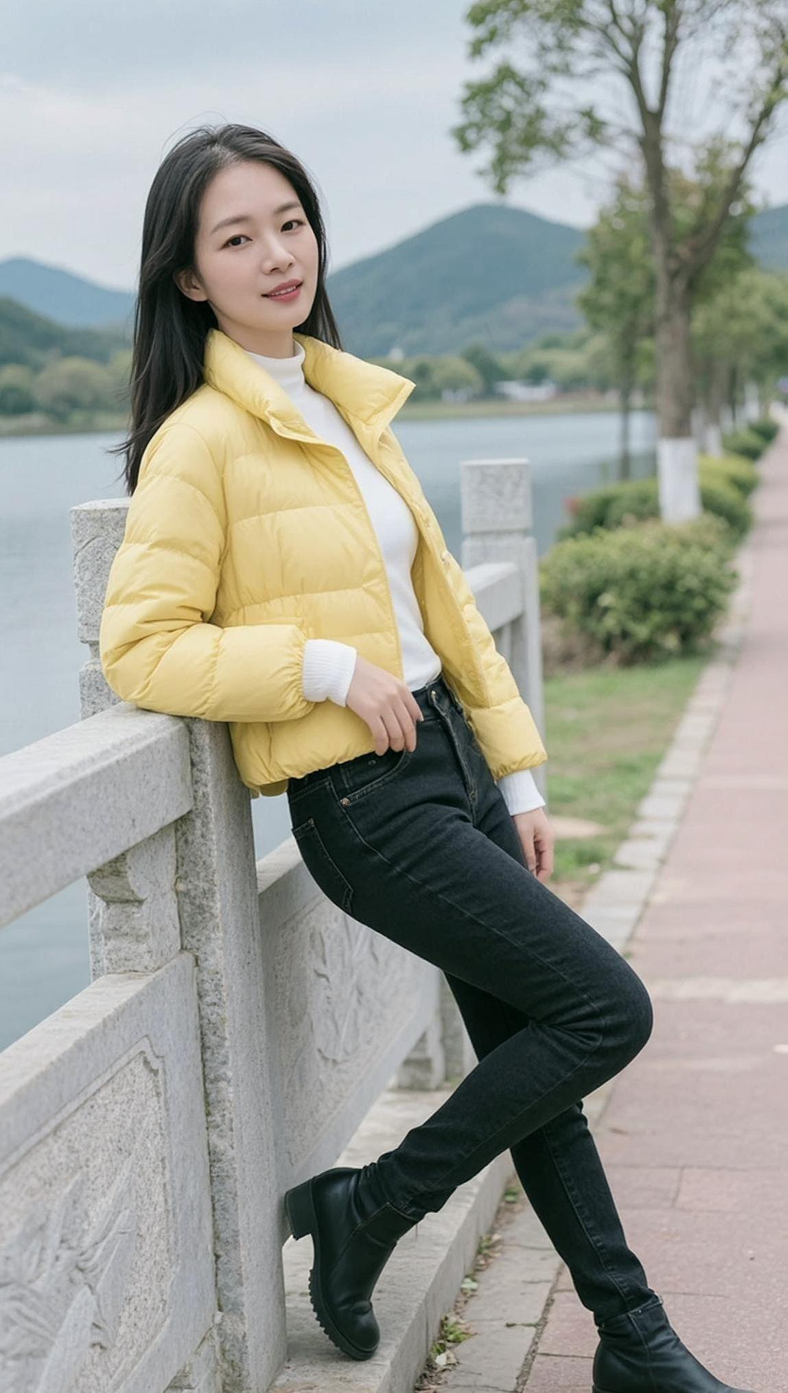 AI湖畔生活照 冬季穿搭 简约时尚 优雅永不过时