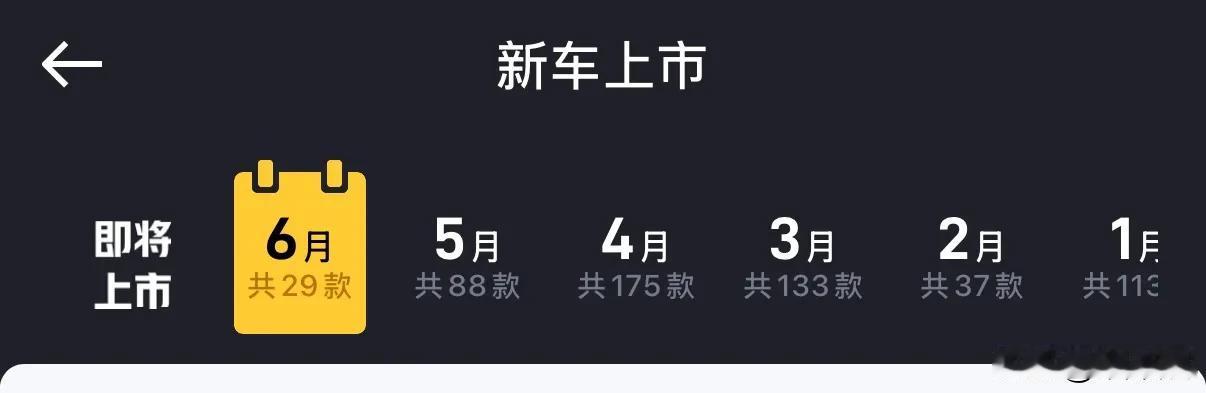 今年上半年发布的新车将近600款[捂脸]
1月：113款
2月：37款
3月：1