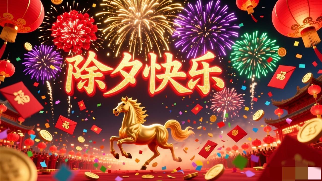 今日除夕，辞旧迎新。

值此万家团圆之际，祝各位老铁：

新的一年里，跃马扬鞭，