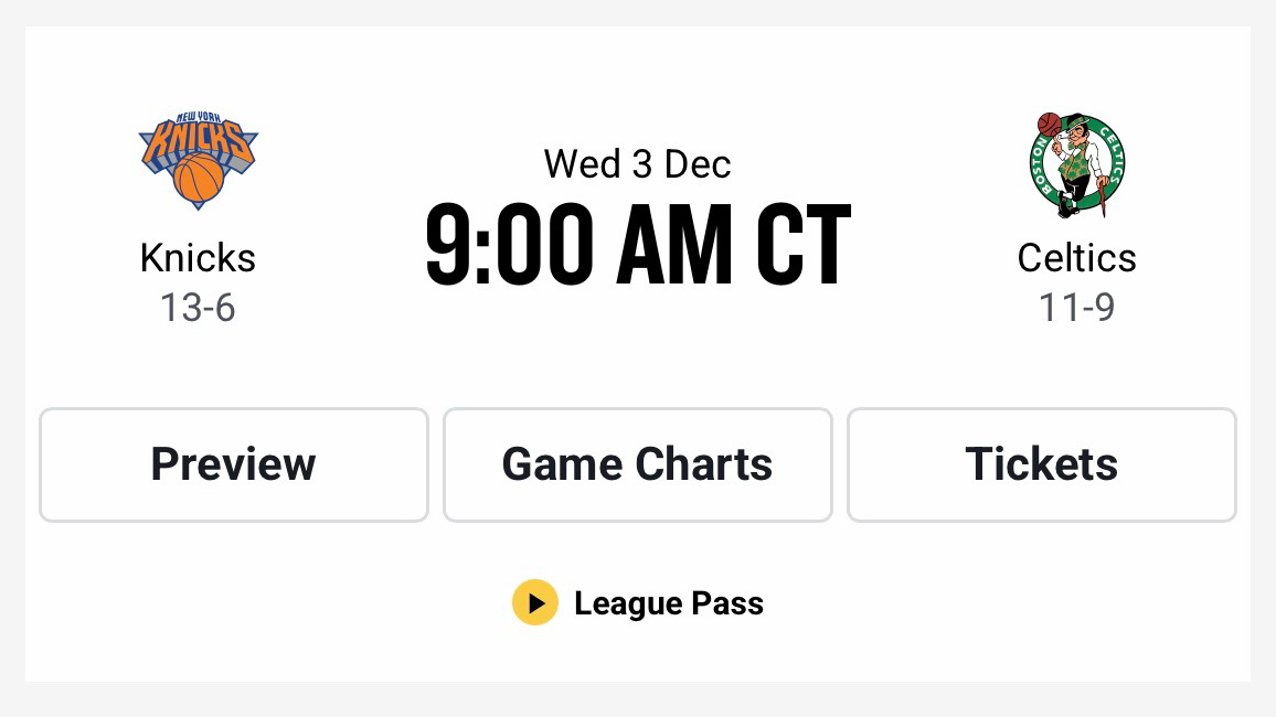 凯尔特人国度 直播预告 : 明早09:00【 2025-26赛季 】 NBA常规