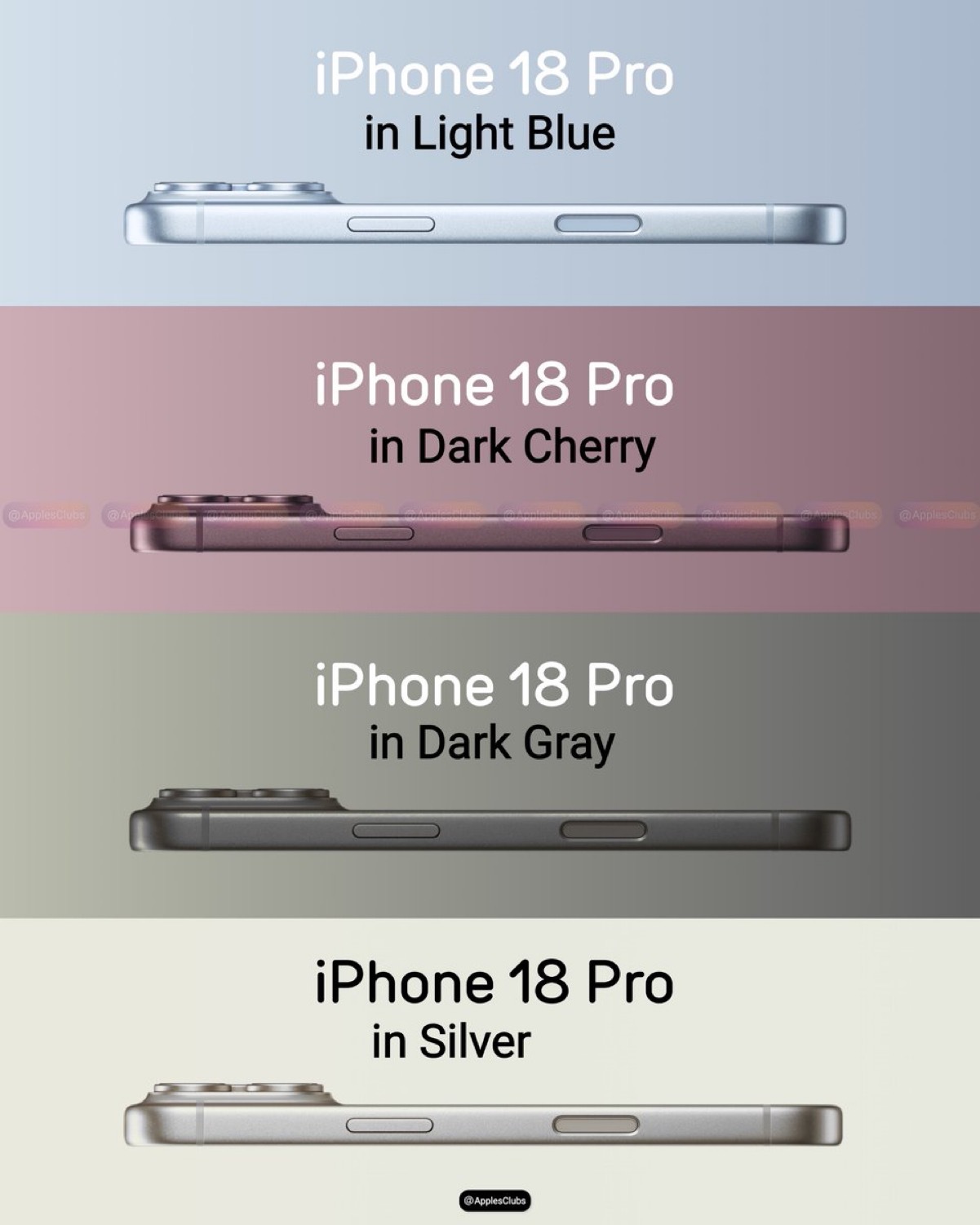 iPhone 18 Pro颜色，大家觉得哪个配色好看？ 