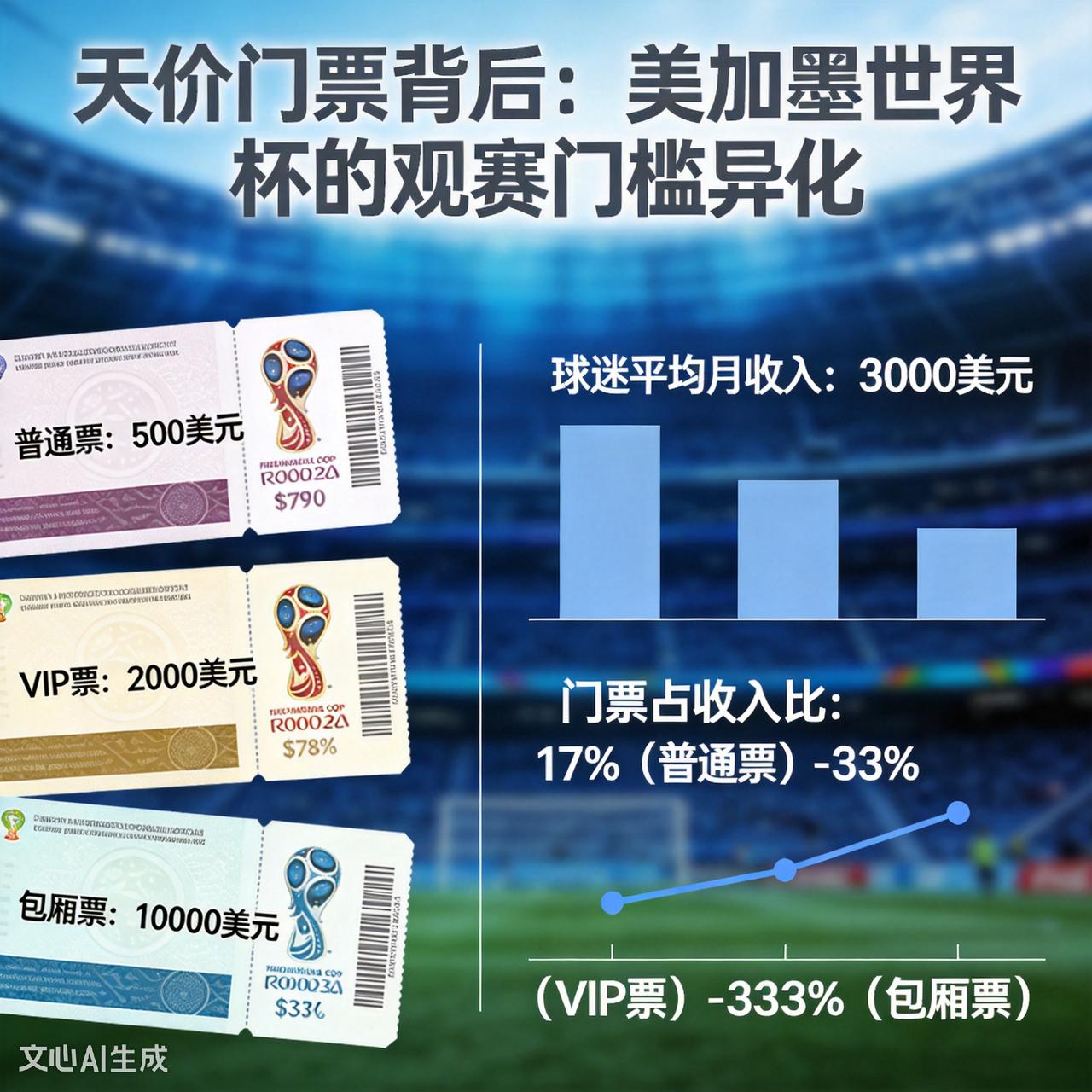 天价门票背后：美加墨世界杯的观赛门槛异化

2026年美加墨世界杯门票均价较往届