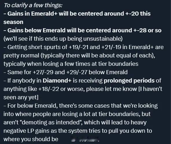 L﻿OL游戏玩法负责人Phroxzon在个人Twitter回应玩家对于这赛季排位